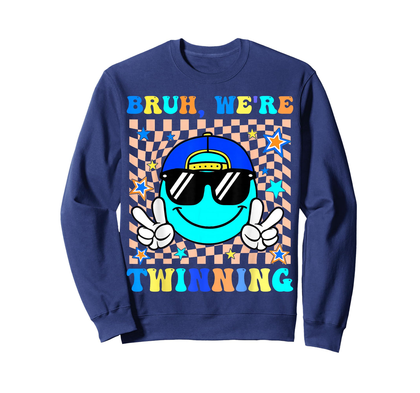 Bruh We're Twinning Retro Twin Day Spirit Week Boys Kids T-Shirt