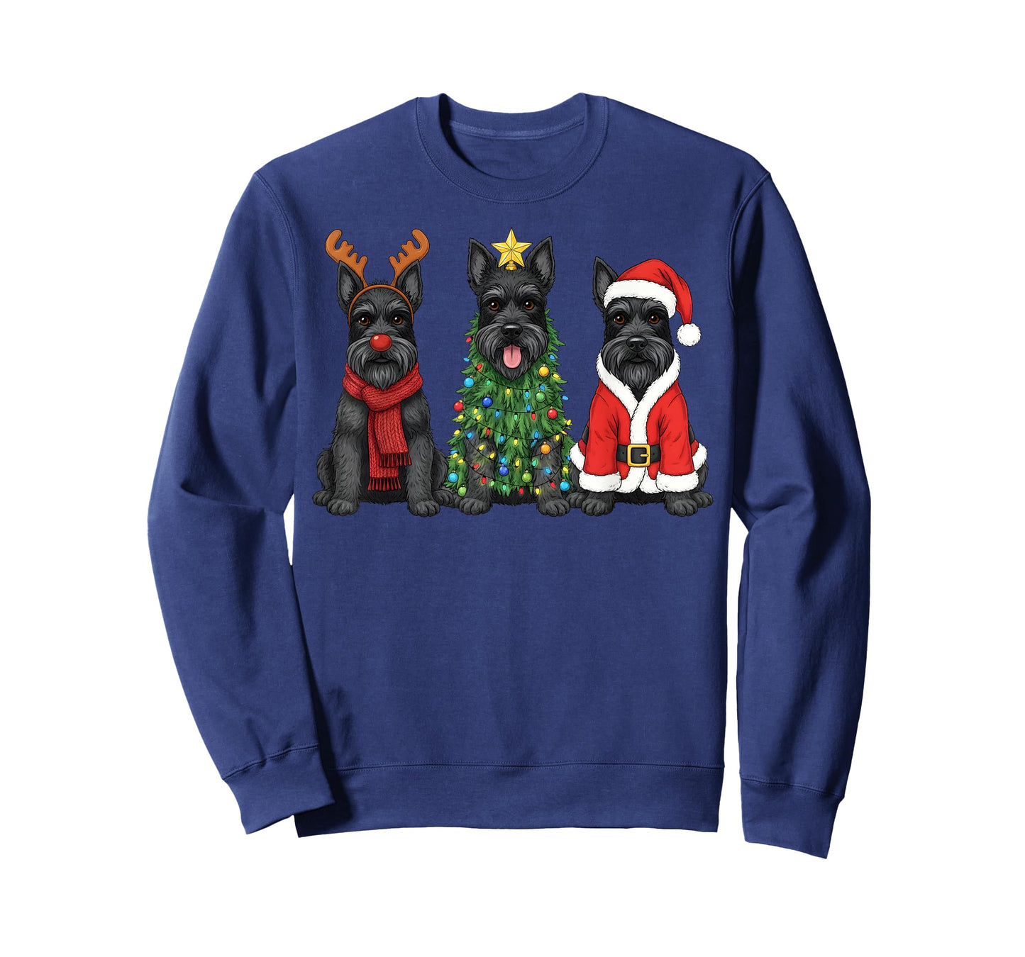 Retro Christmas Scottish Terrier Santa Reindeer Dog Lover T-Shirt