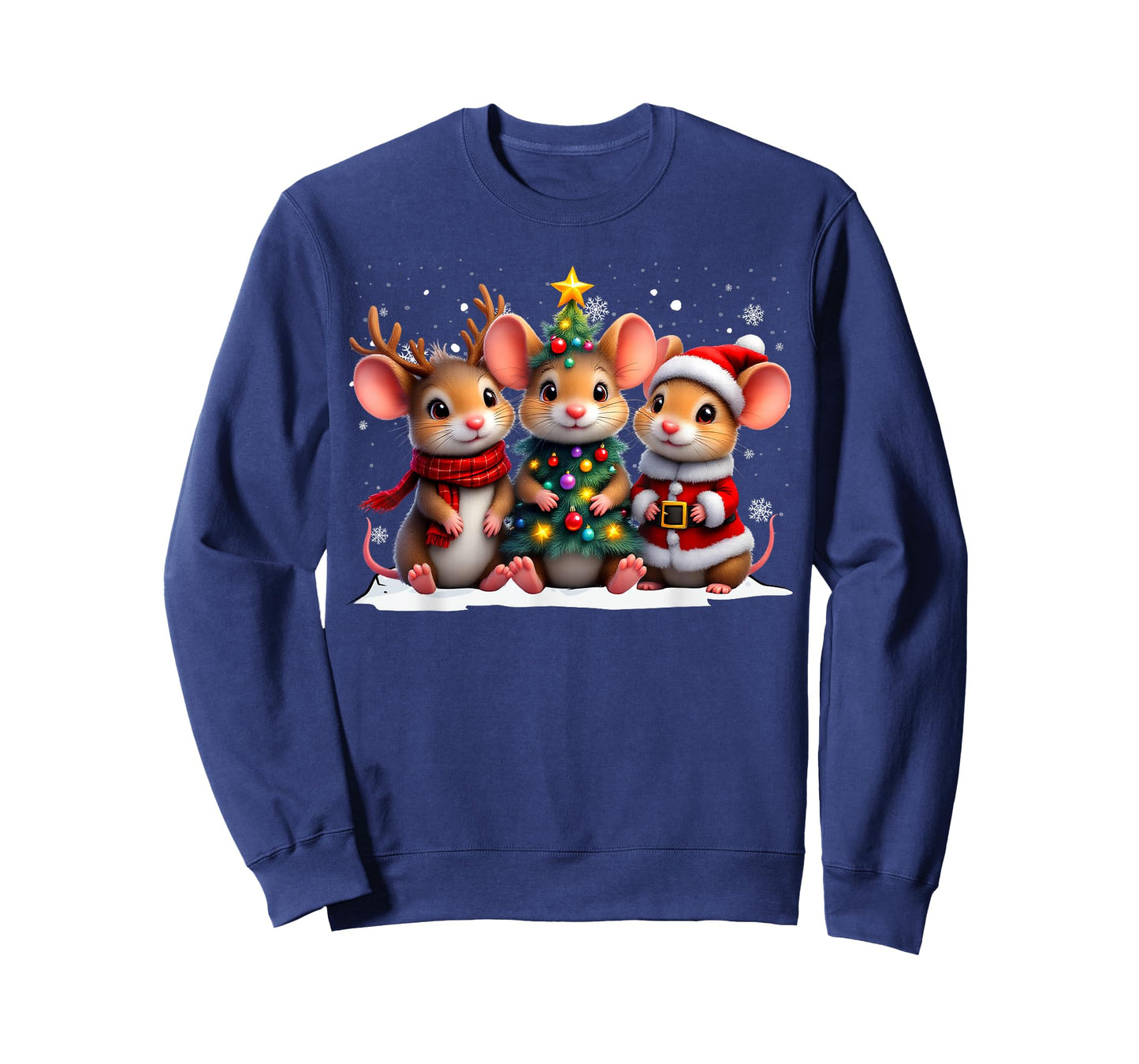 Retro Christmas Mice Santa Reindeer Animal Lover T-Shirt