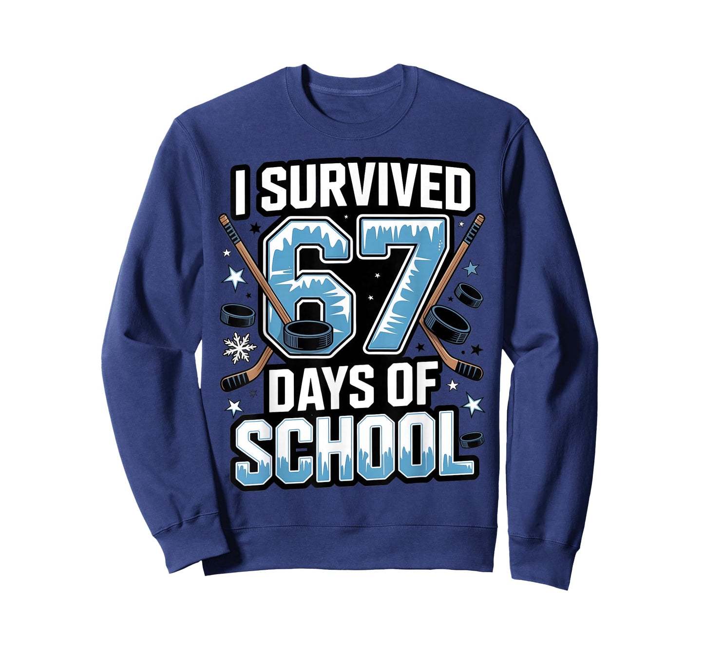I Survived 67 Days of School - Teachers Students Hockey Gift T-Shirt