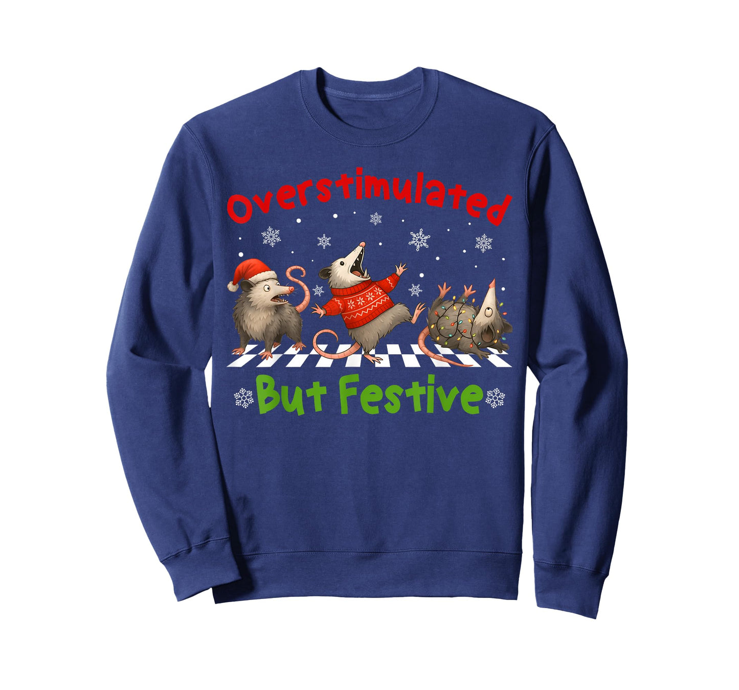 Funny Raccoon Overstimulated But Festive Merry Christmas T-Shirt