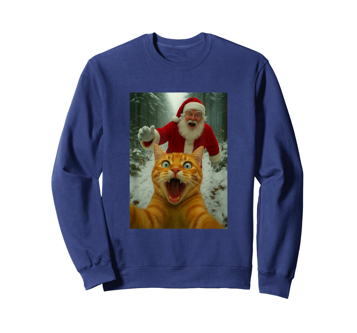 Cat Selfie with Santa Claus - Funny Kitten Christmas Lover T-Shirt