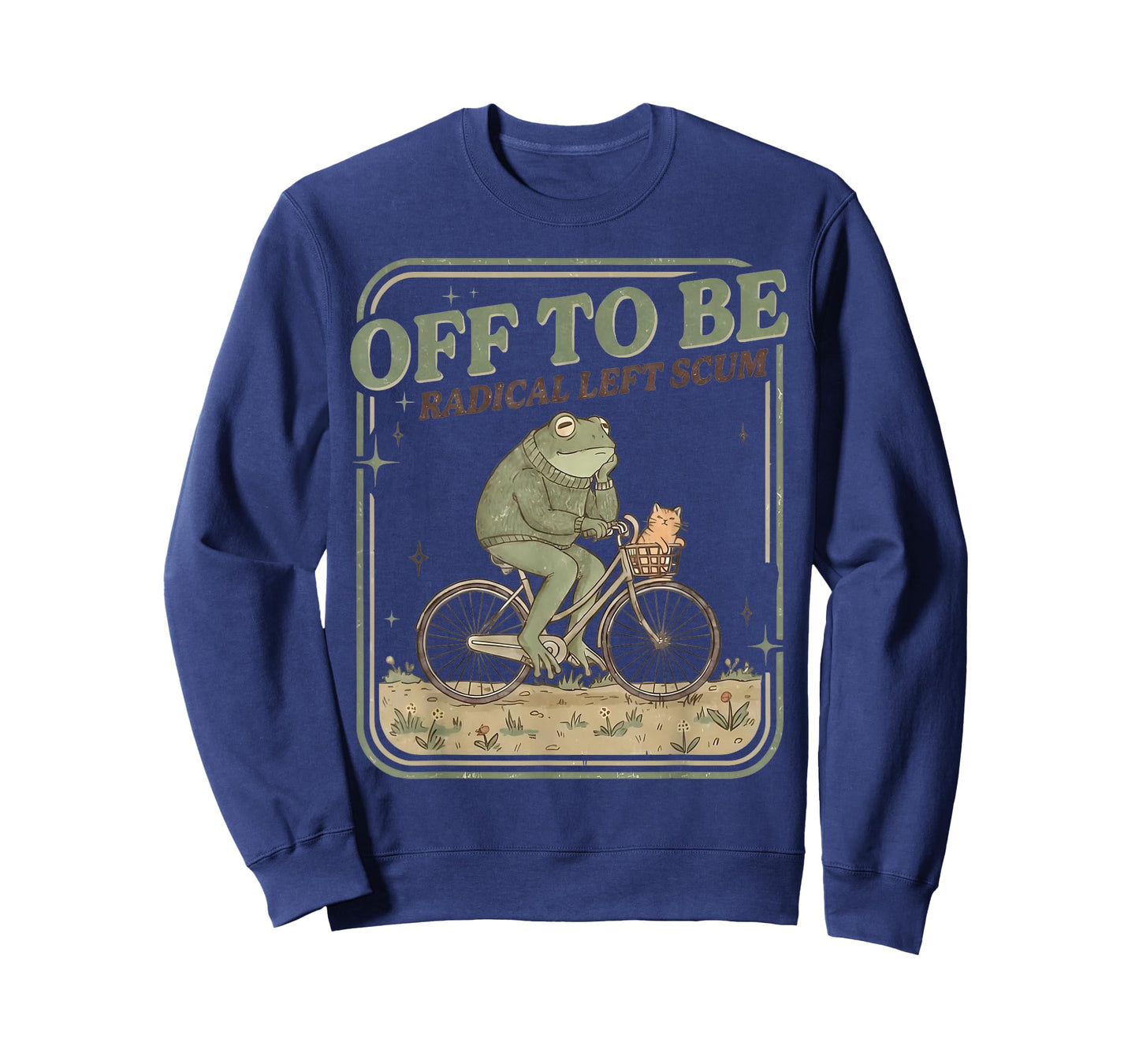 Off to Be Radical Left Scum Frog On Bicycle Cat T-Shirt