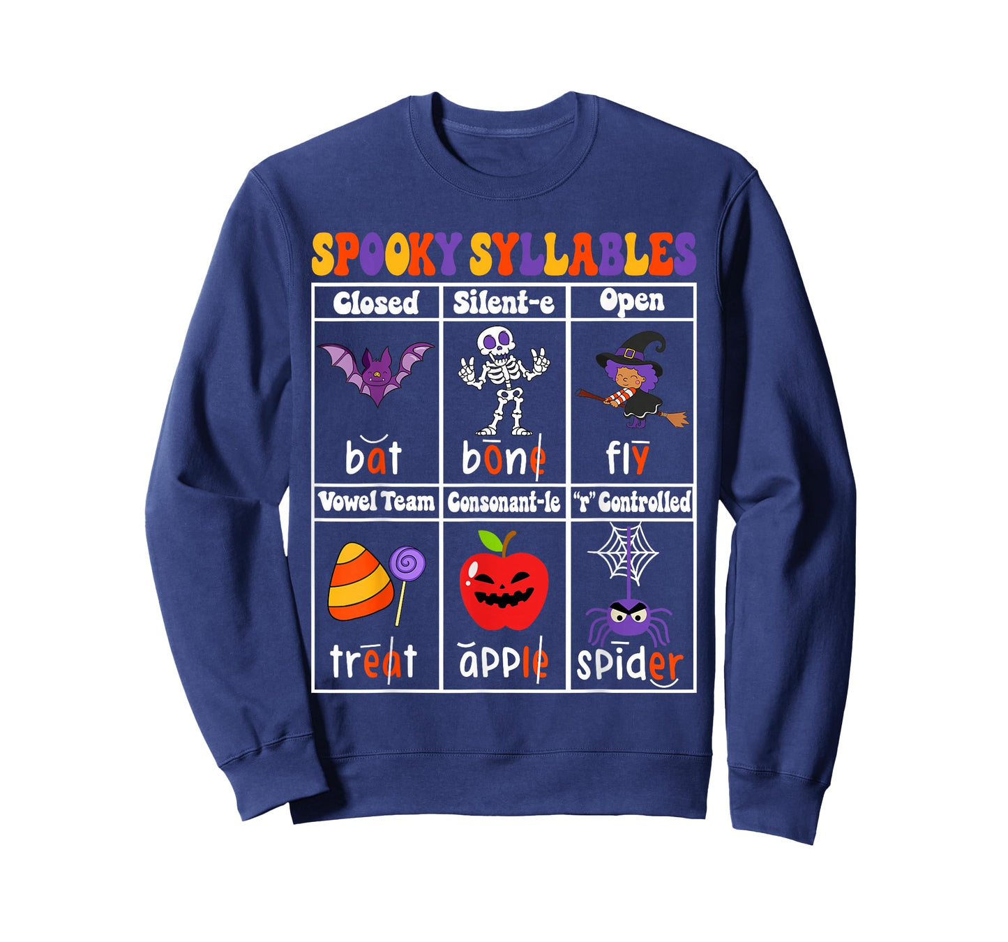 Spooky Syllables Teacher Funny Halloween Educational Kids T-Shirt