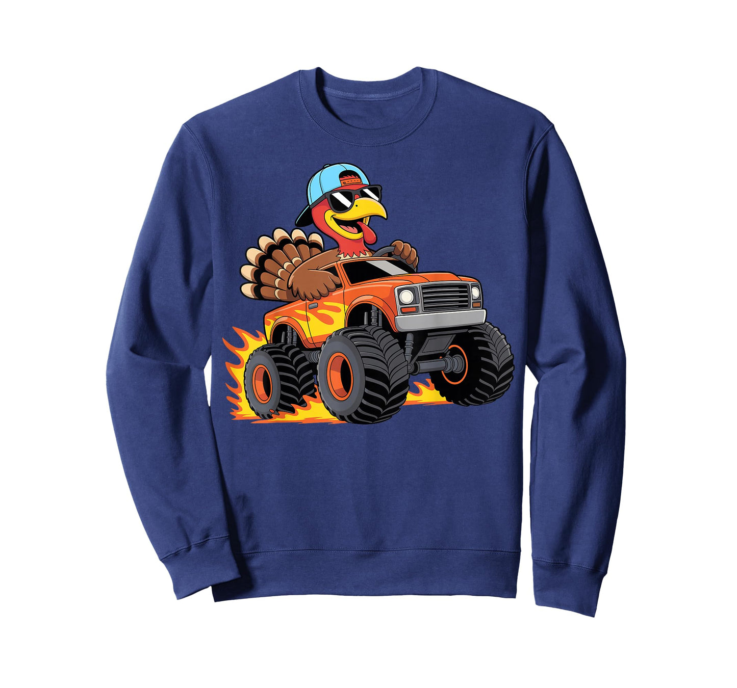 Thanksgiving Turkey Riding Monster Truck Boys Kids Youth T-Shirt