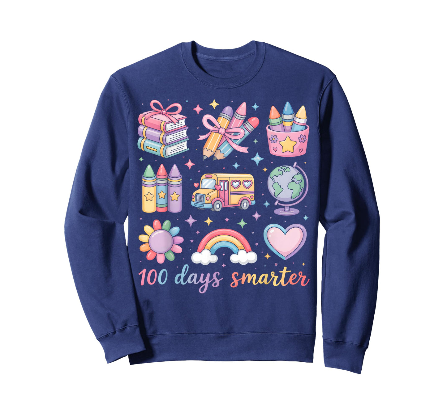 100 Days Smarter Cute School Rainbow Coquette Bow Girl Women T-Shirt