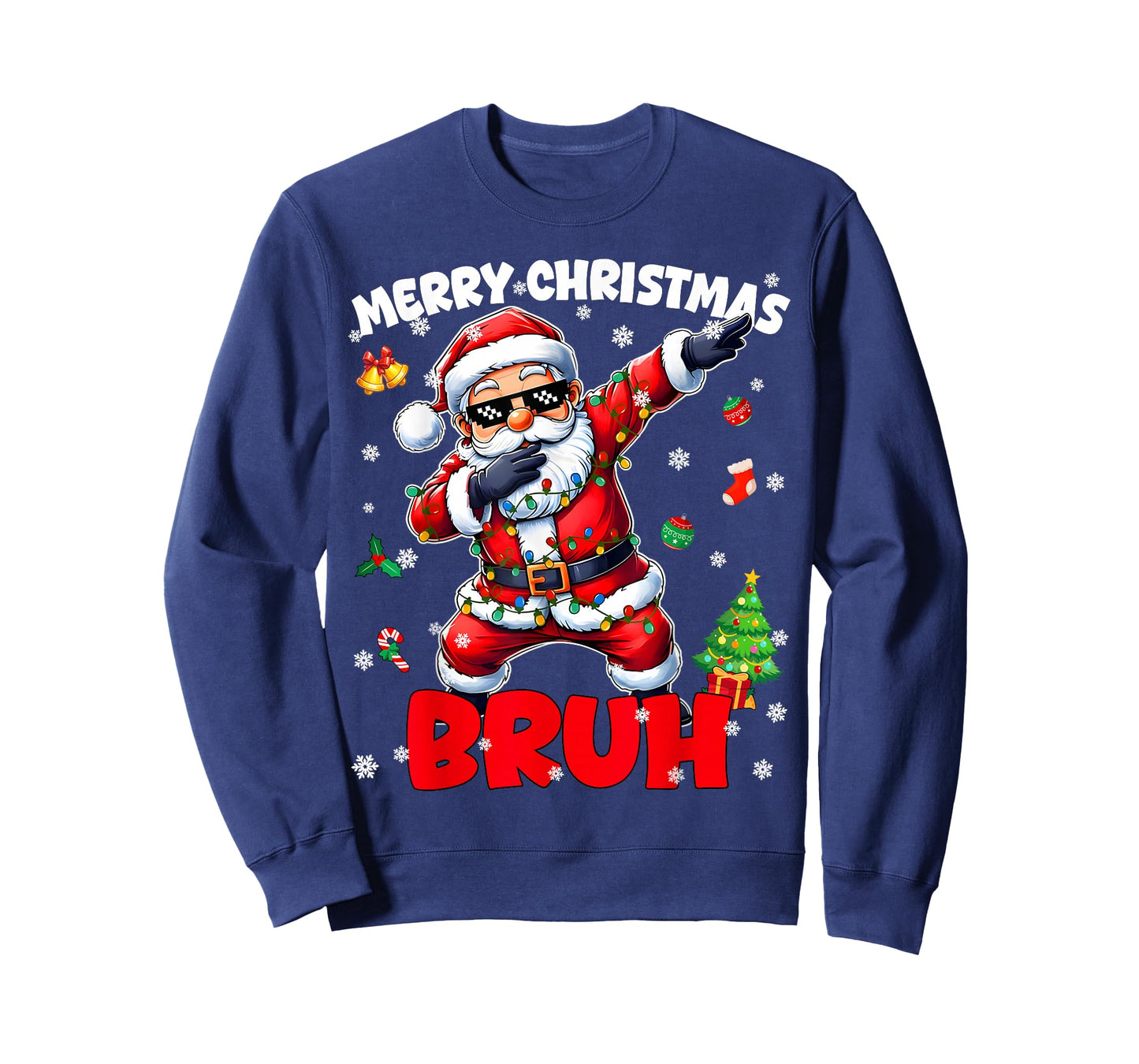 Merry Christmas Bruh Funny Santa Christmas PJs Men Boys Kids T-Shirt