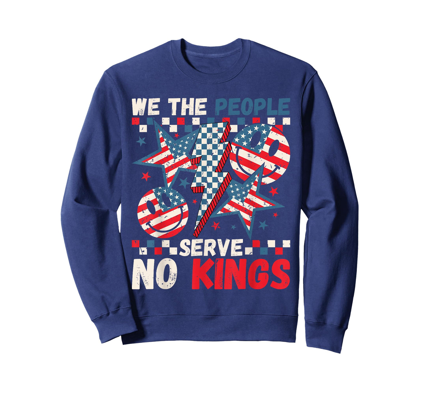 We The People Serve No Kings Checkered Bolt American T-Shirt
