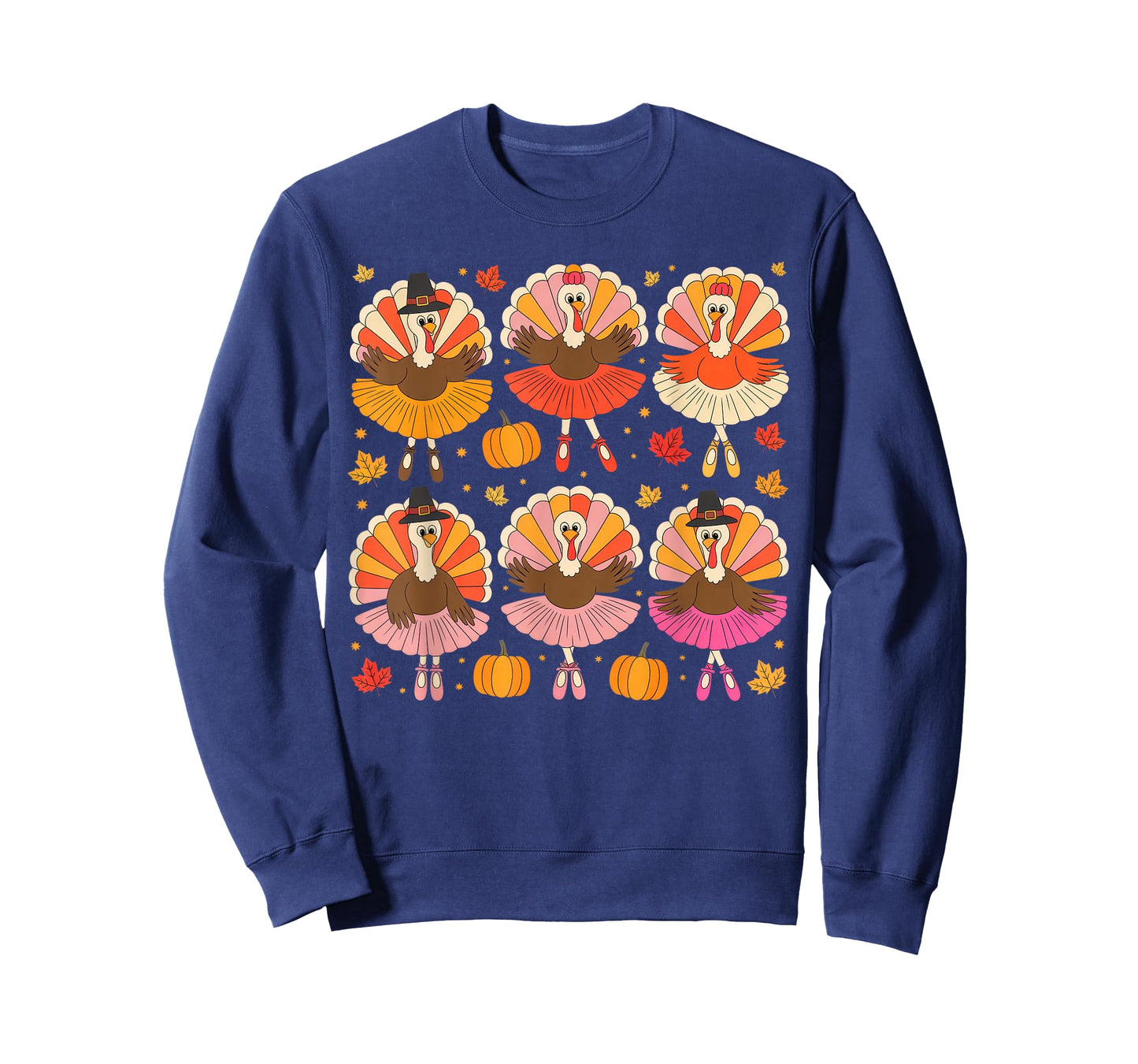 Autumn Ballerinas Dancing Cute Turkey Thanksgiving Girls T-Shirt