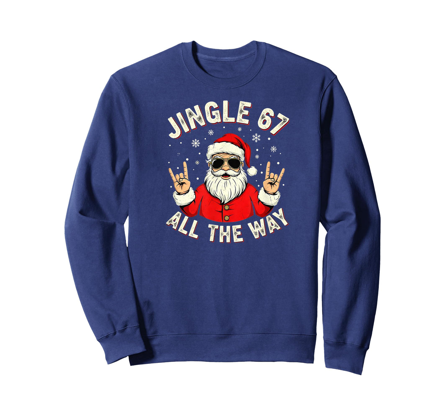 Funny Christmas Six Seven Santa Rock n' Roll Hands Meme T-Shirt