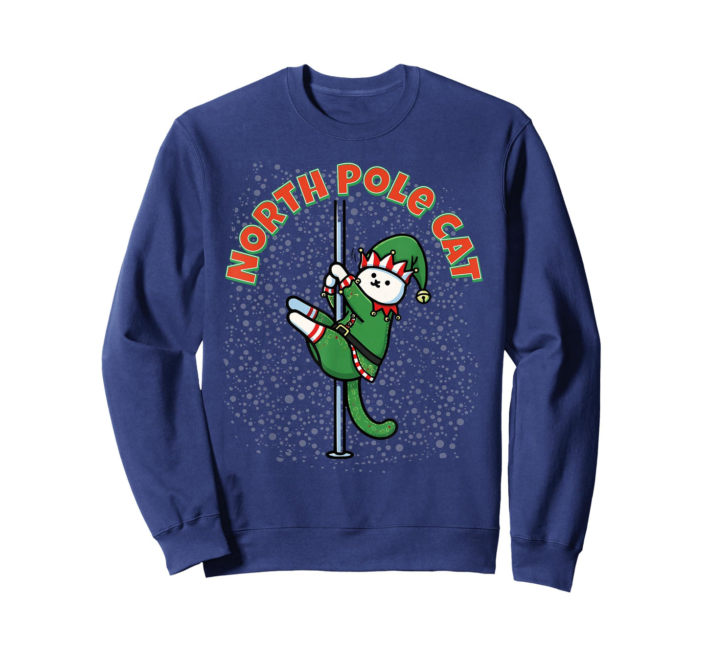 Funny Cat Pole Dance Elf Costume Christmas Holiday Cute Joke T-Shirt