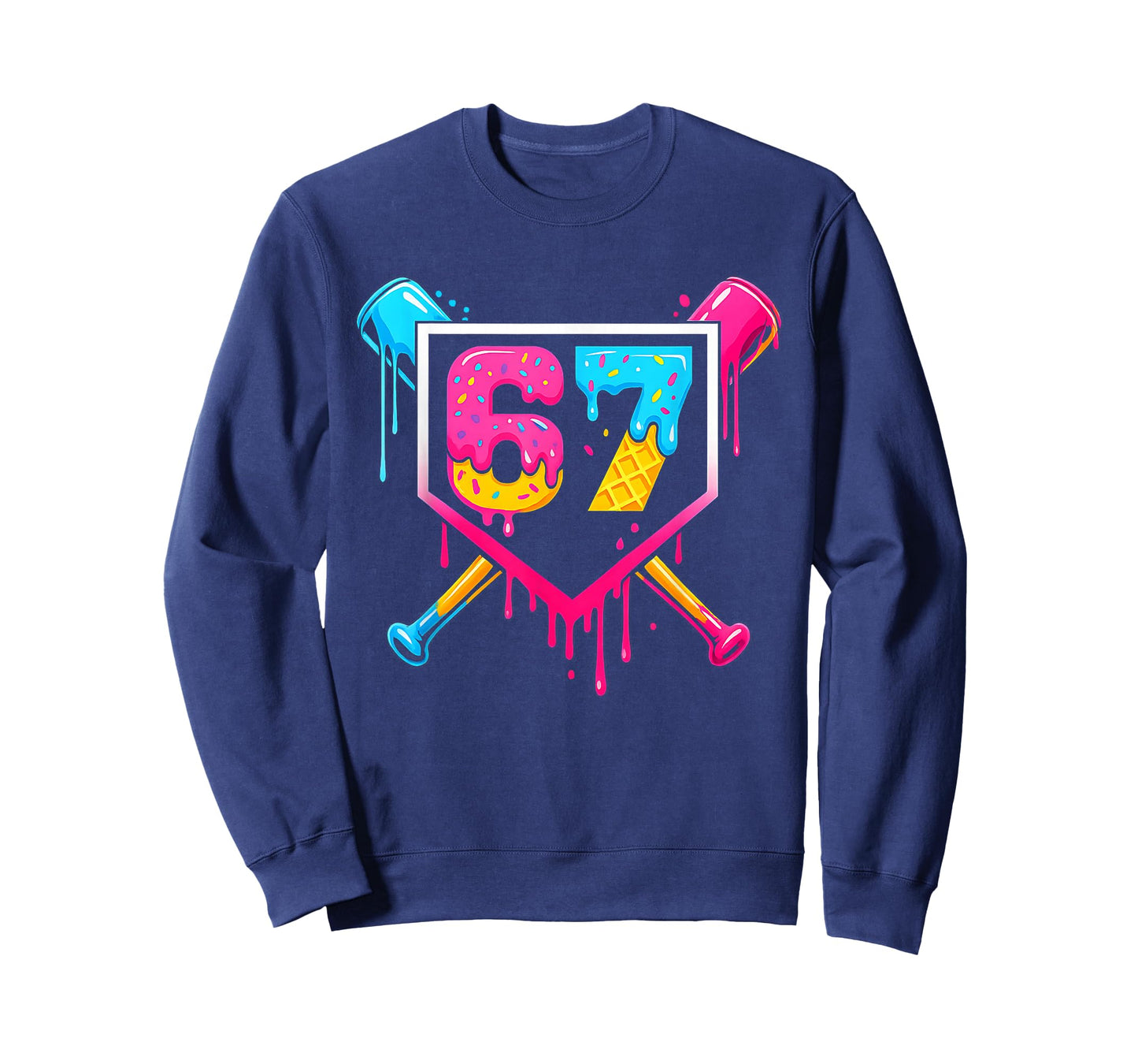 Baseball Ice Cream Drip 67 Meme Six Seven 67th Birthday T-Shirt
