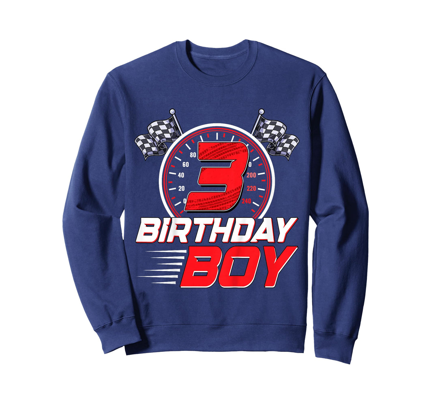 Kids Boy Birthday Three 3 Race Car Team Flag Racing 3rd Birthday T-Shirt