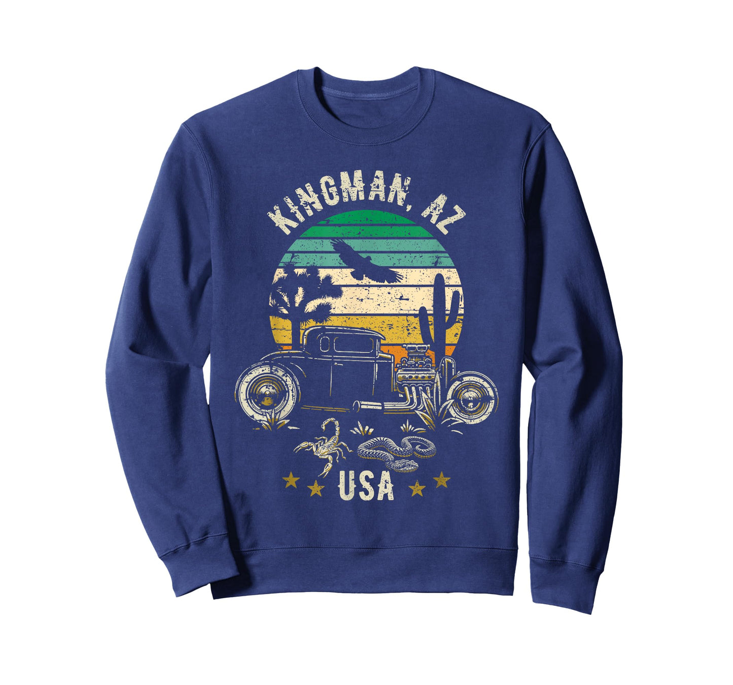 Kingman AZ USA Hotrod Retro Desert Sunset Style Design T-Shirt