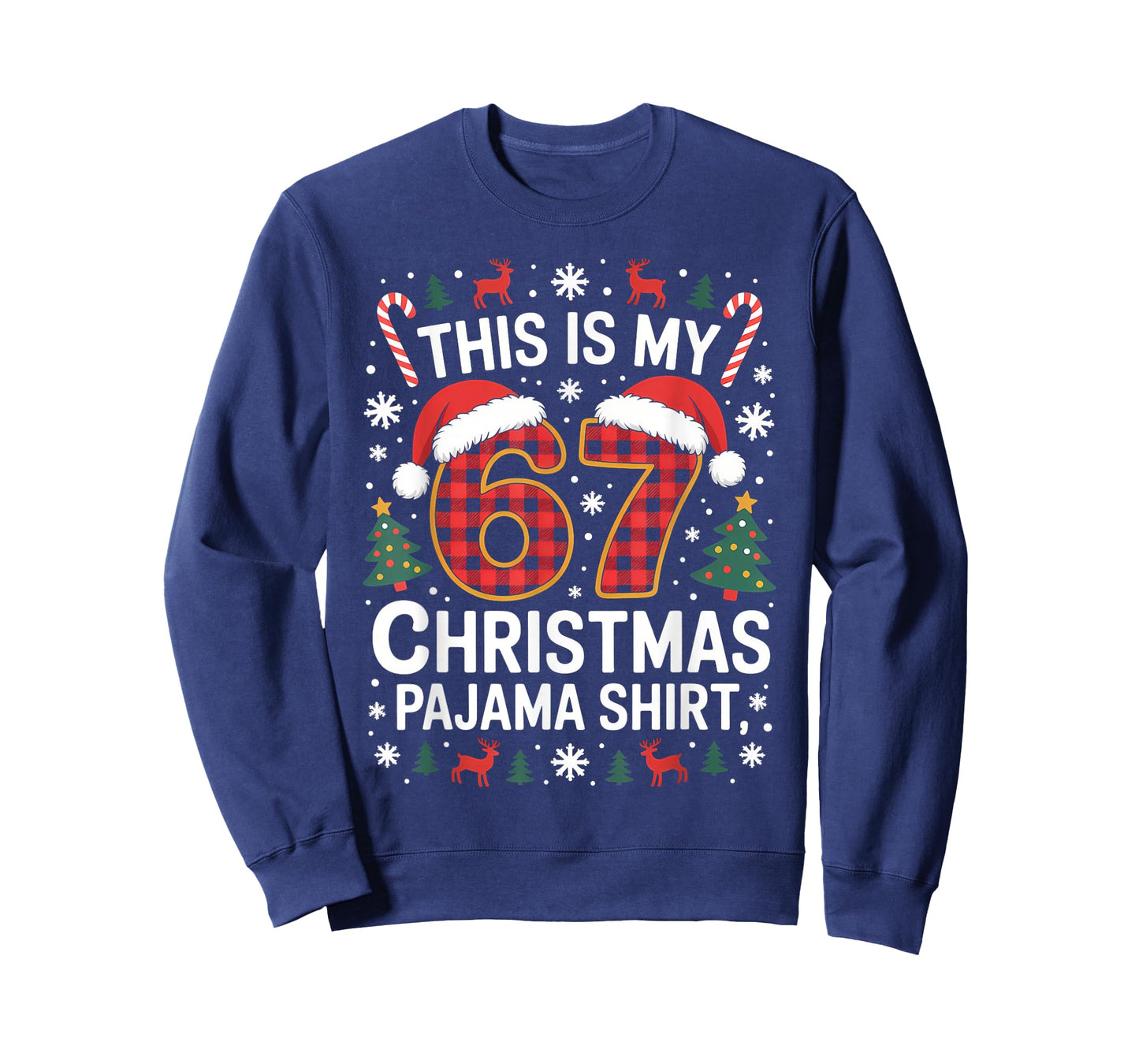 67 Christmas Pajama Shirt Funny Six Seven Meme Brainrot T-Shirt