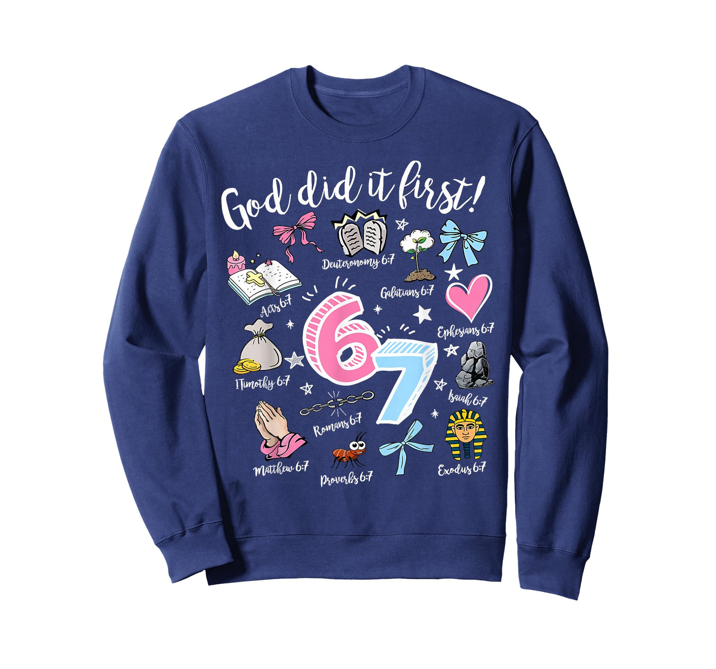 Vintage God Did It First 67 Six Seven Meme Christian Bible T-Shirt