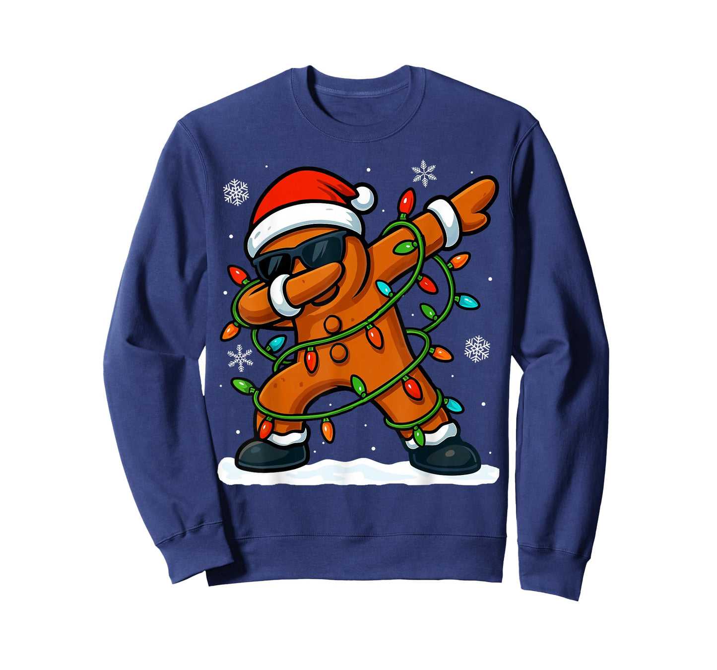 Dabbing Gingerbread Christmas Xmas Lights Boys Christmas T-Shirt