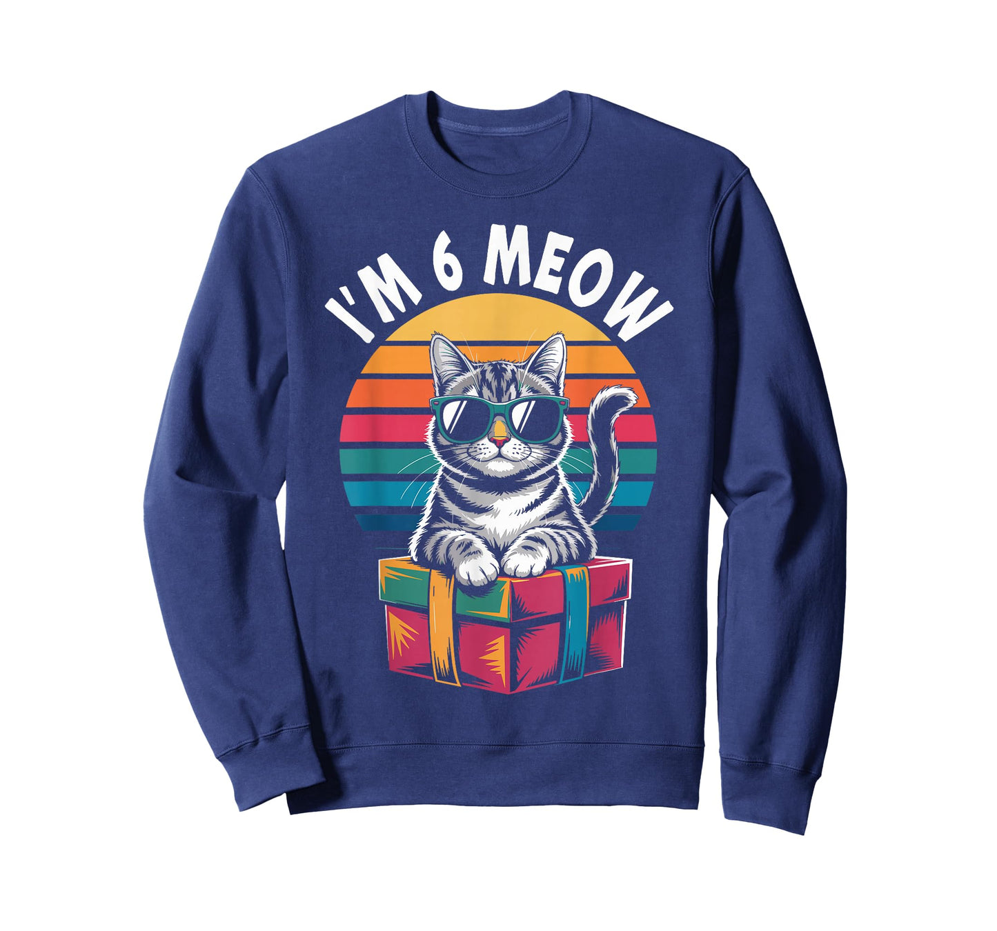 6th Birthday 6 Years Old I’m 6 Meow Funny Cat Birthday T-Shirt