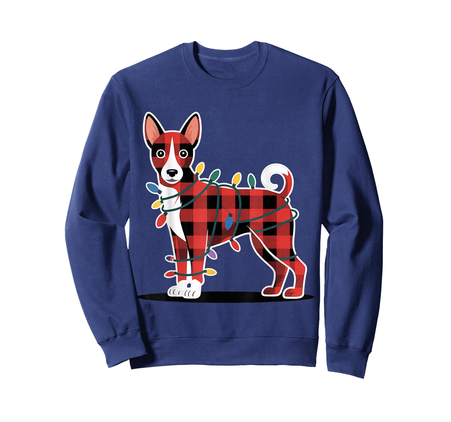 Plaid Basenji Christmas Lights Outfit Cute Holiday Family T-Shirt