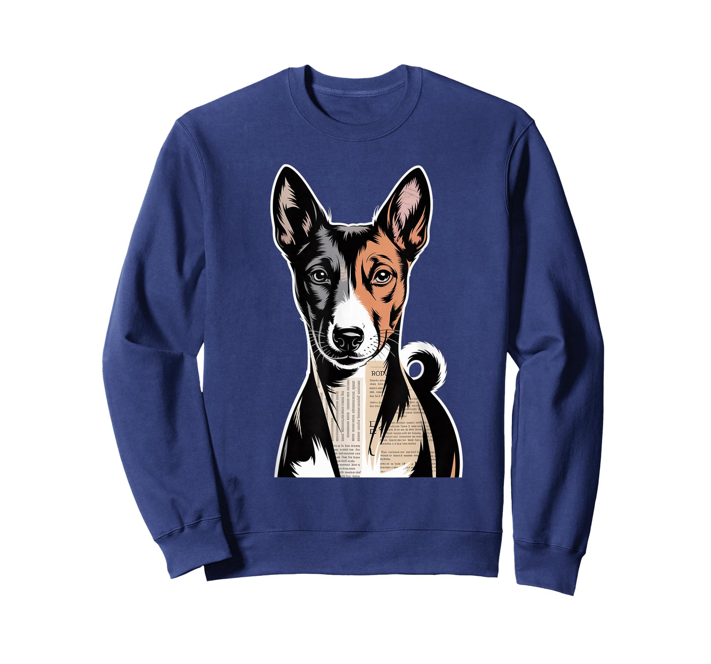 Newspaper Art Basenji Barkless Dog T-Shirt