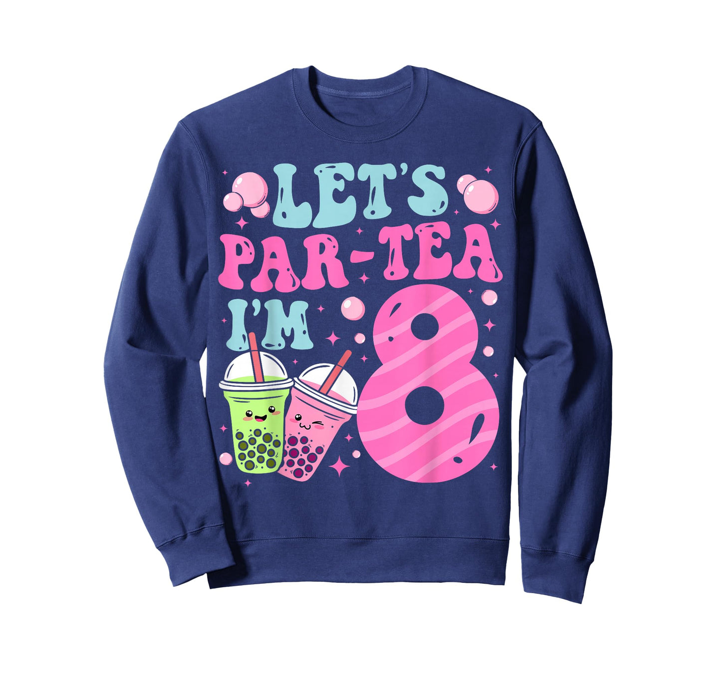 Let's Par-Tea I'm 8 Years Old 8th Birthday Bubble Boba Tea T-Shirt