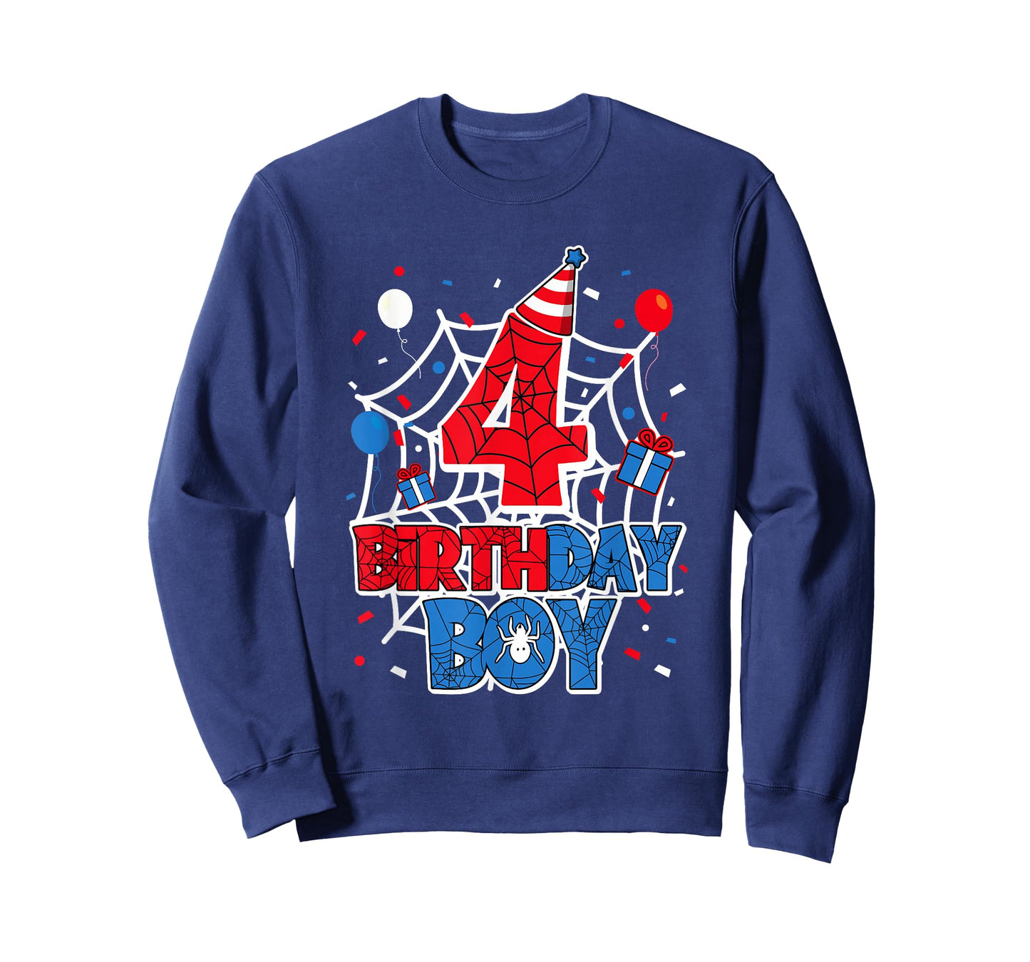 Birthday Boy 4 Year Old Spiders 4th Birthday Kids T-Shirt
