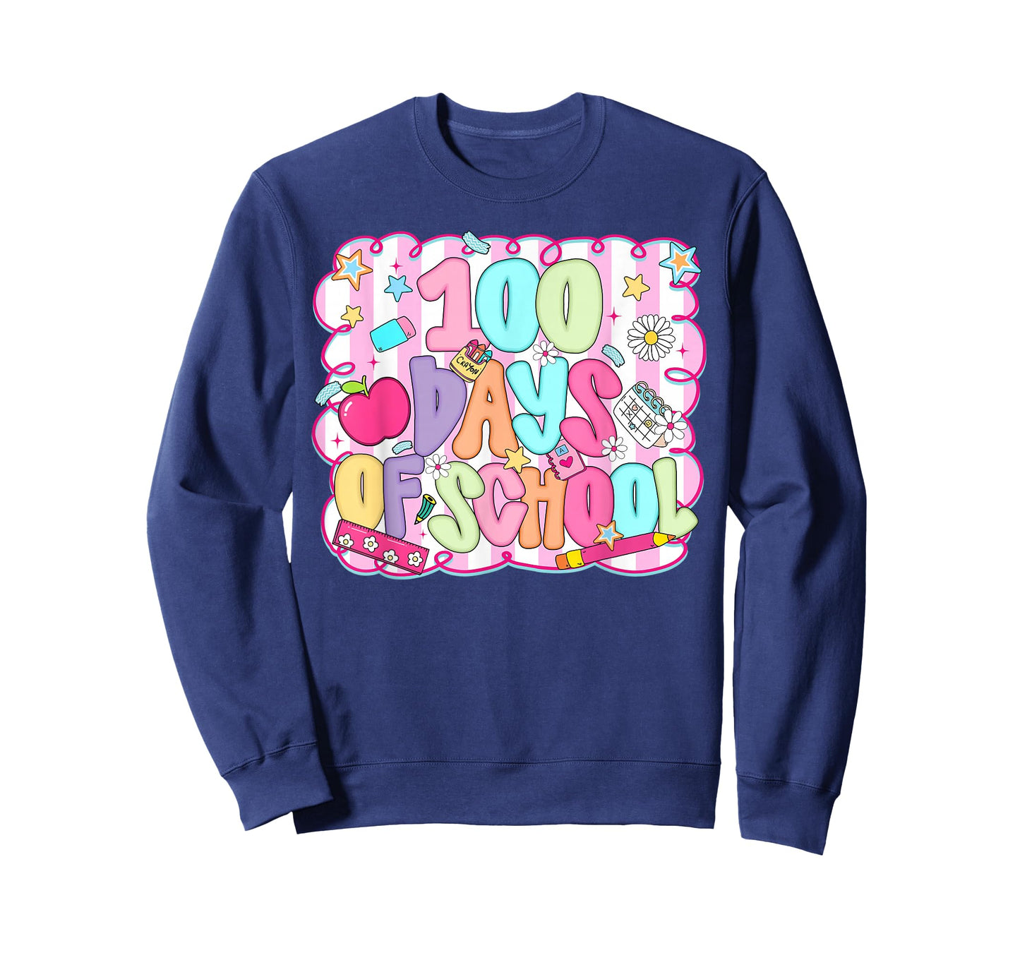 Preppy 100 Days of School 100th Day Teacher Girl Women Kids T-Shirt