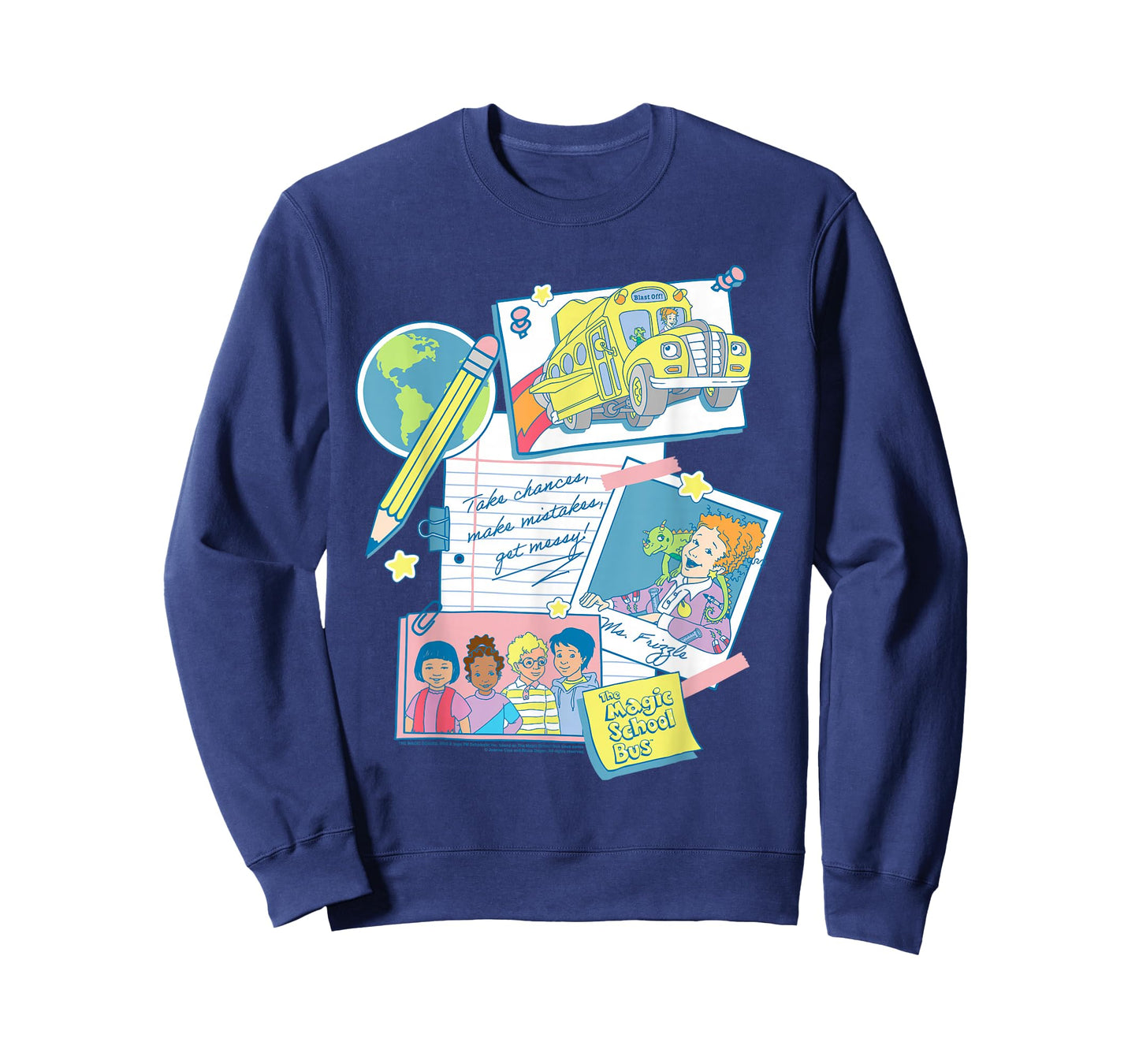 The Magic School Bus Classroom Items Collage Retro Cartoon T-Shirt