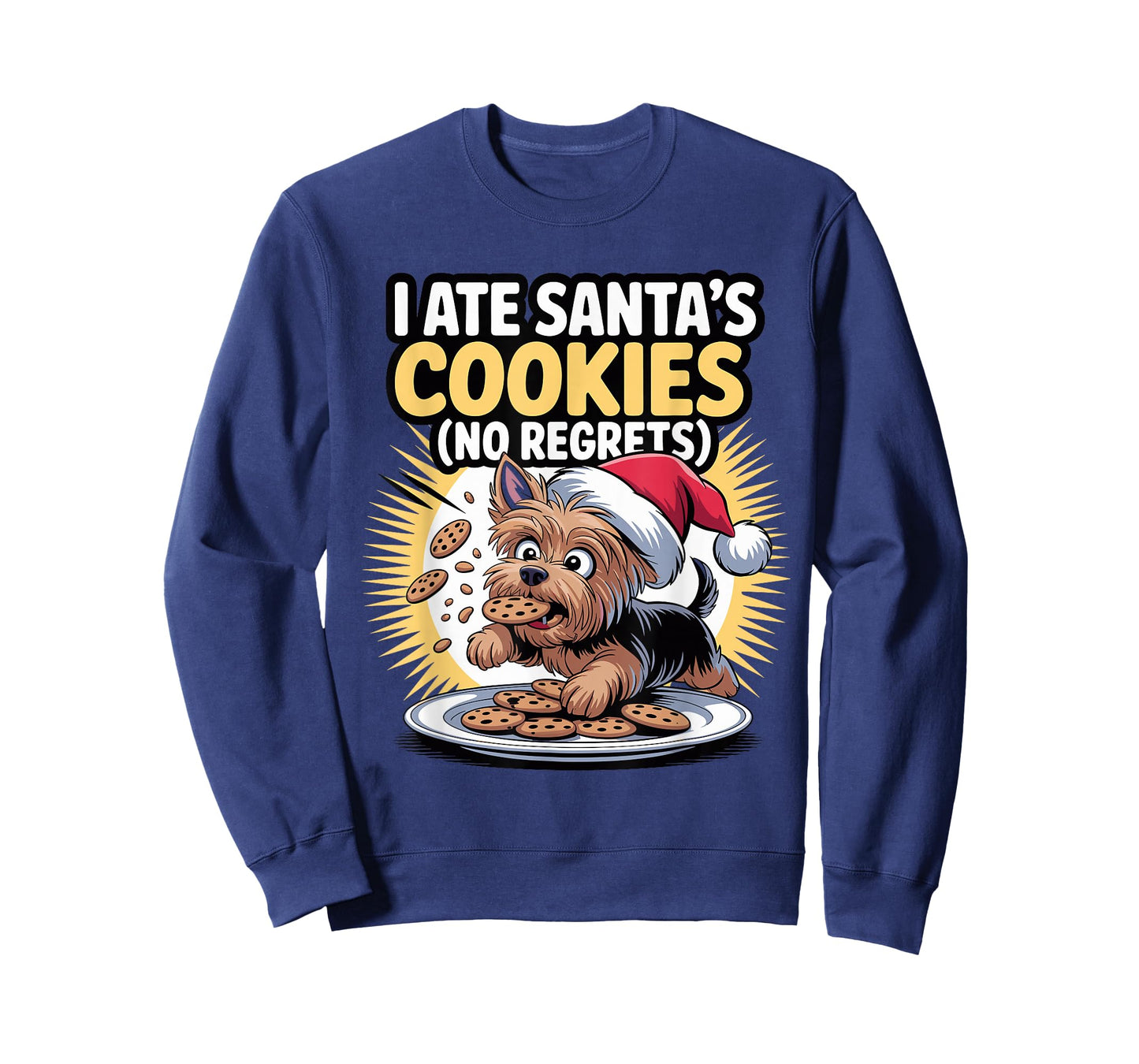 I Ate Santas Cookies Puppy Funny Christmas Yorkshire Terrier T-Shirt