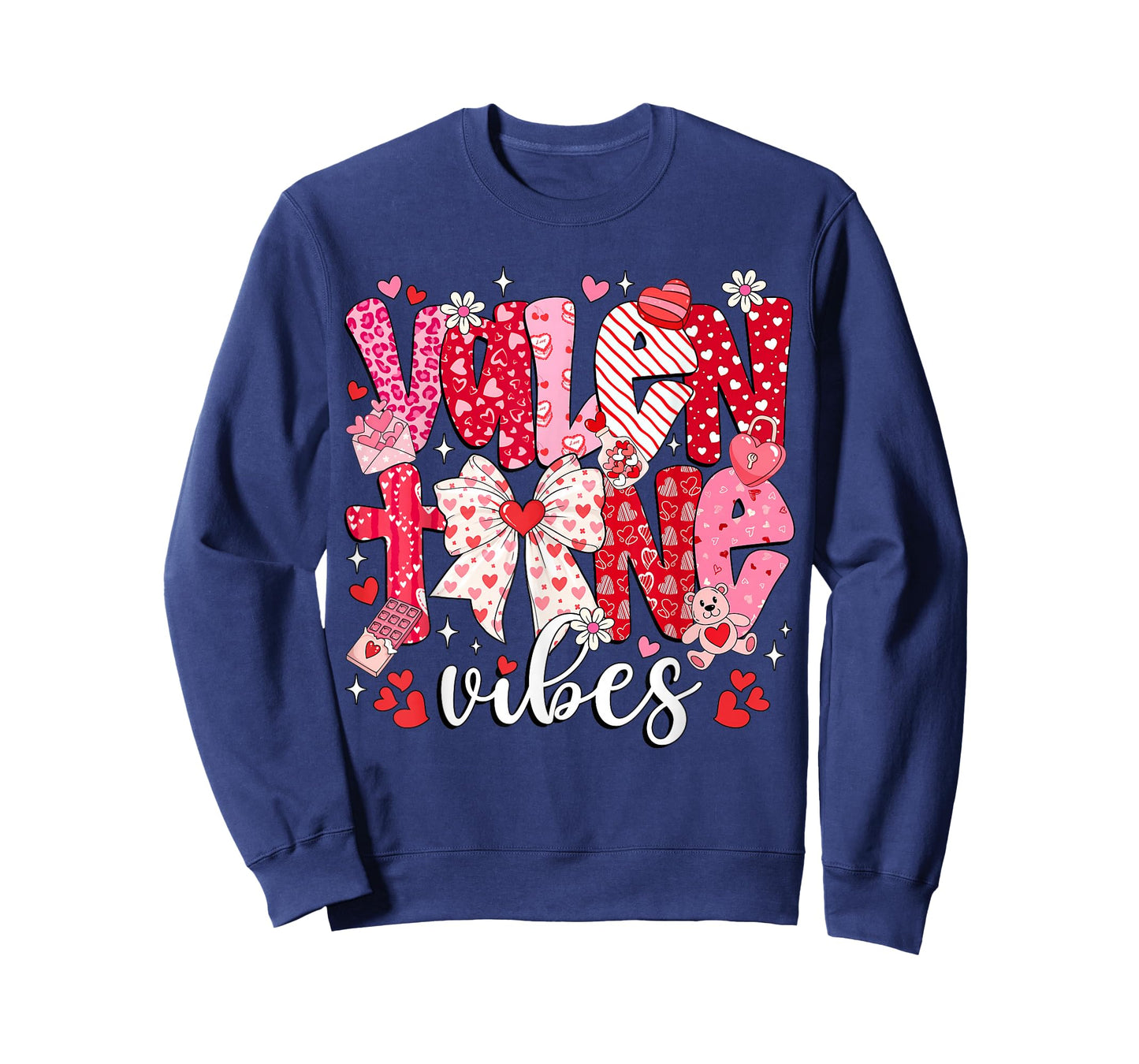 Valentine Vibes Coquette Bow Valentine's Day Pink Women Girl T-Shirt