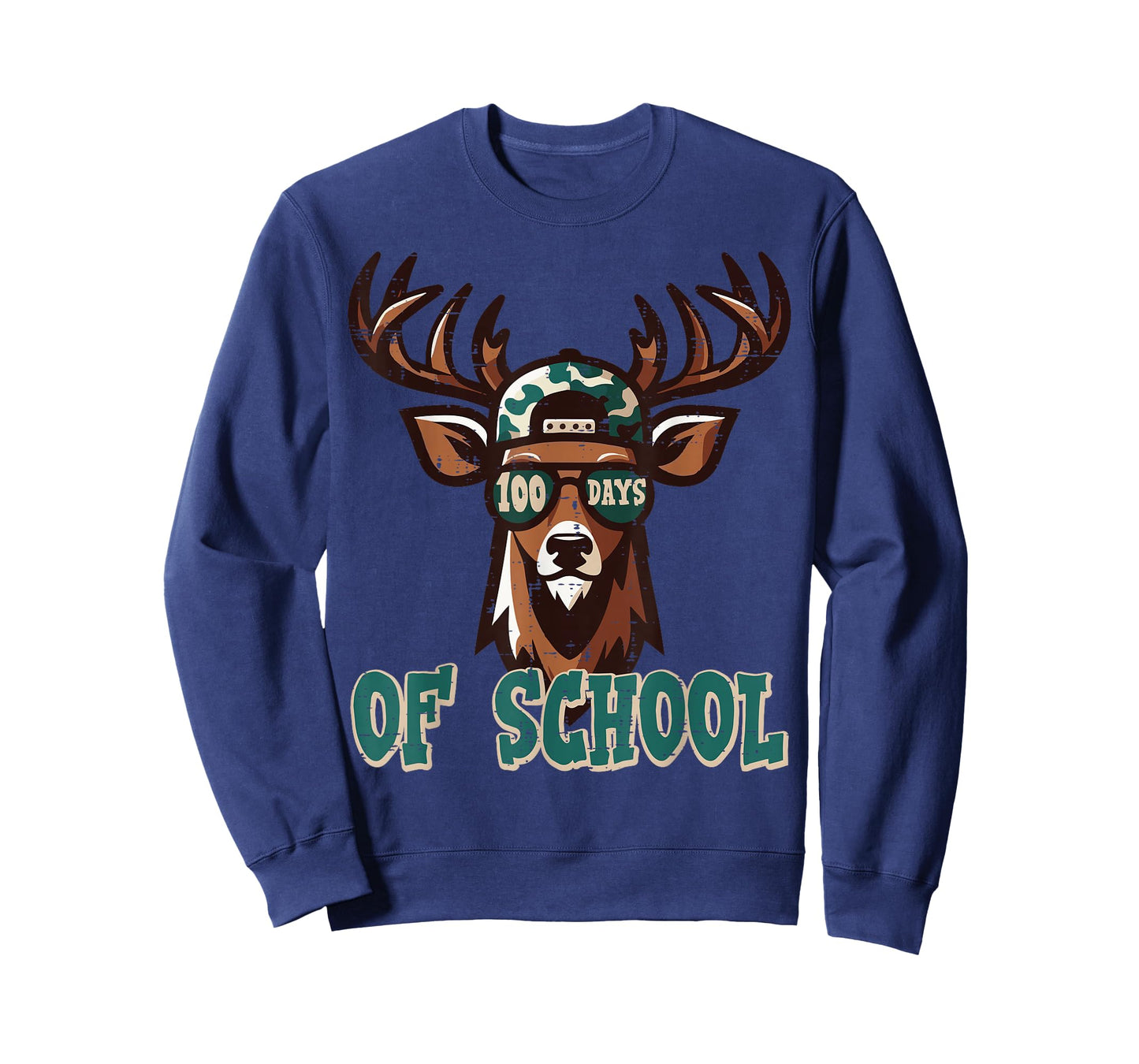 100 Days of School Deer Camo 100th Day Hunting Boys Kids Men T-Shirt