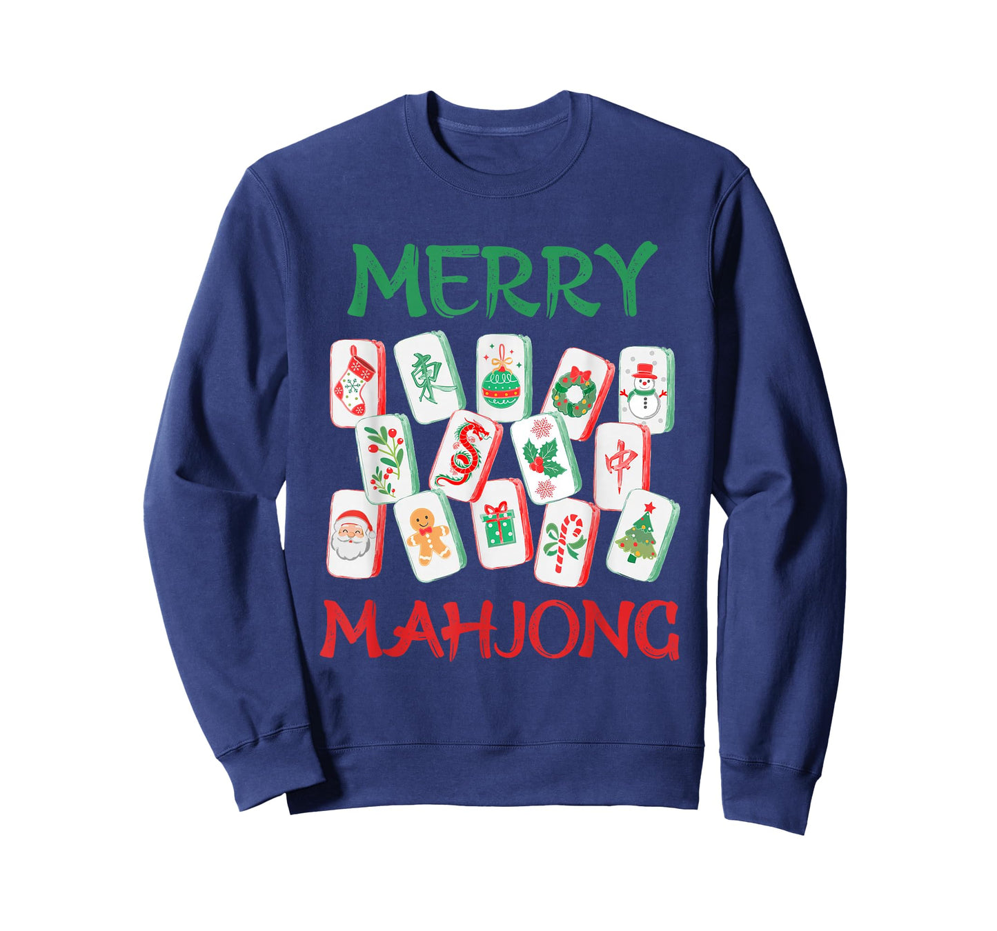 Watercolor Christmas Mahjong Tiles Chinese Mah Jong Xmas T-Shirt