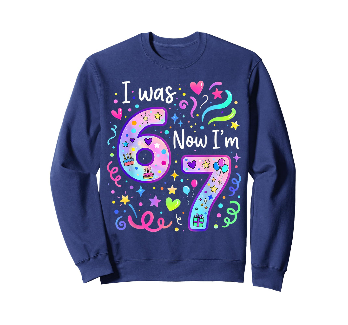 7th Birthday Girl I was 6 Now I'm 7 Years Old Girls Birthday T-Shirt