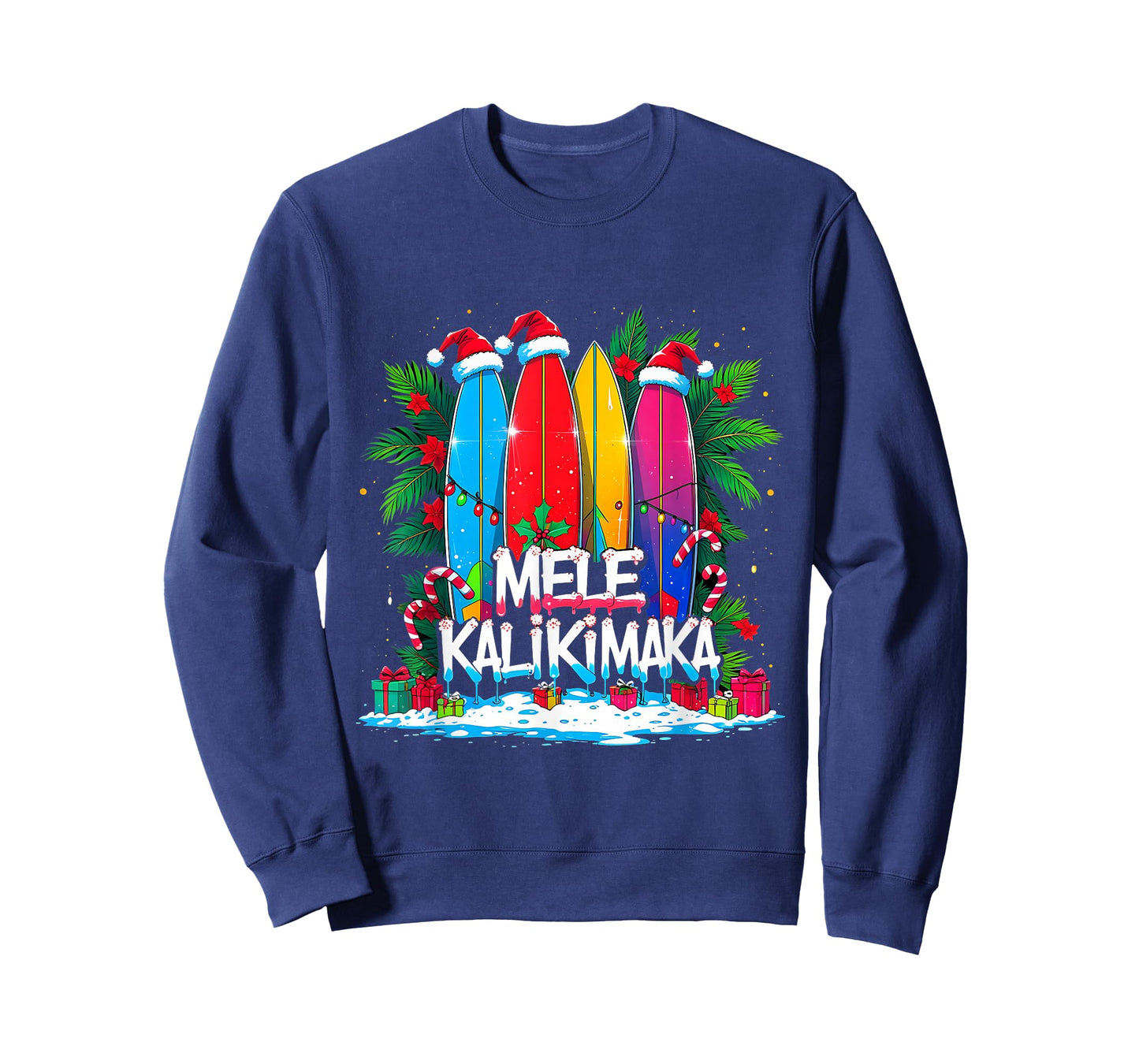 Mele Kalikimaka Surfboard Christmas Vibes T-Shirt