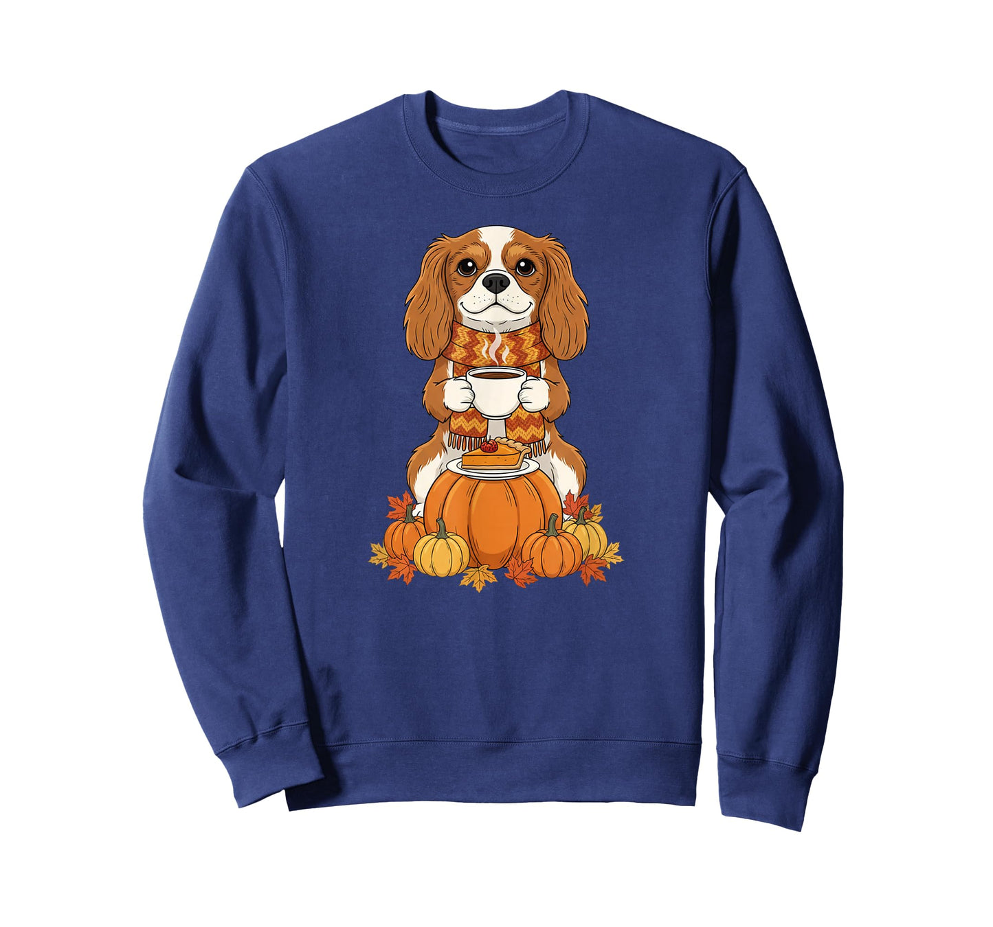 Cavalier King Charles Spaniel Coffee Autumn Thanksgiving T-Shirt