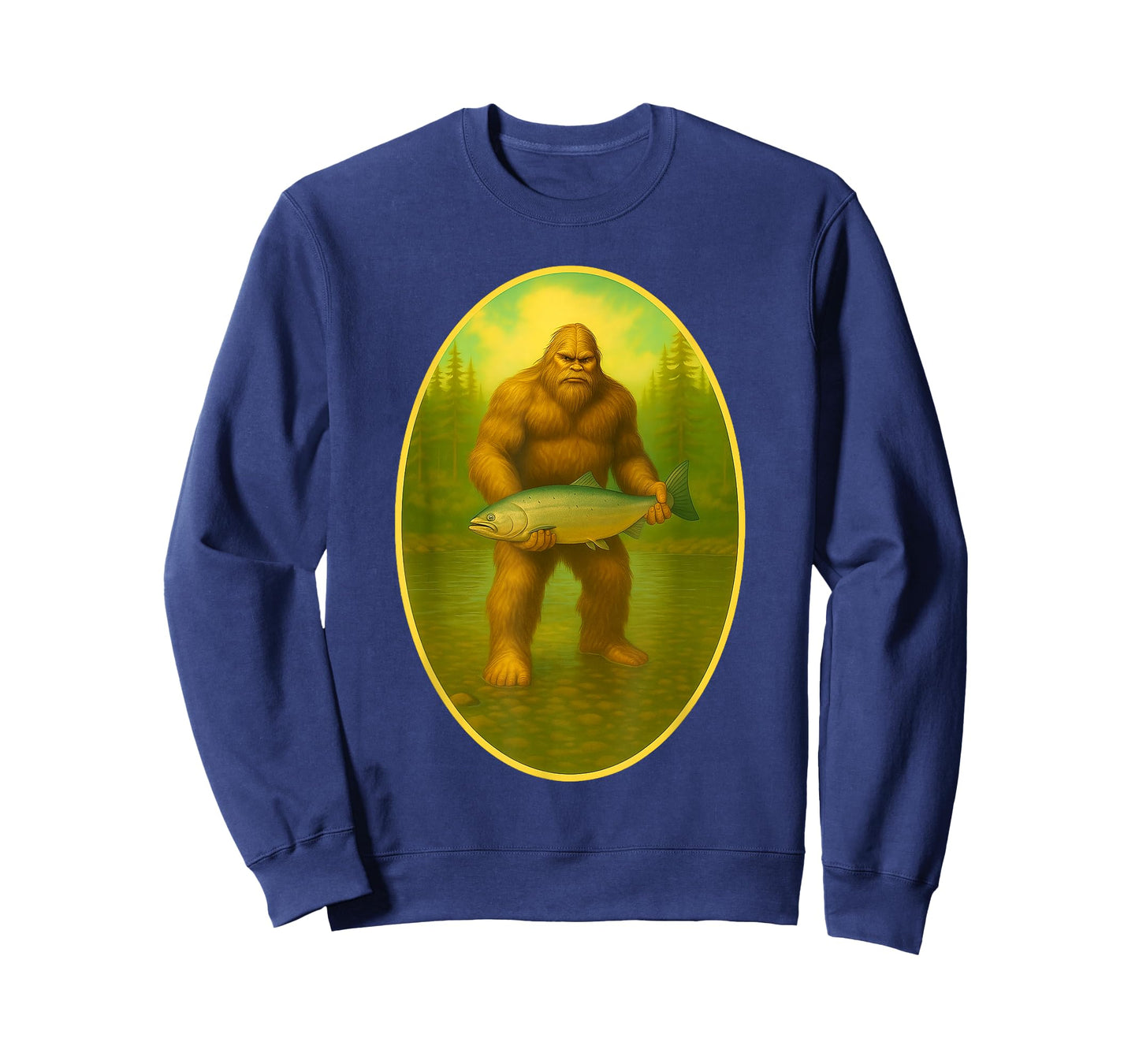Salmon and Steelhead Sasquatch Art Big Foot Fishing T-Shirt