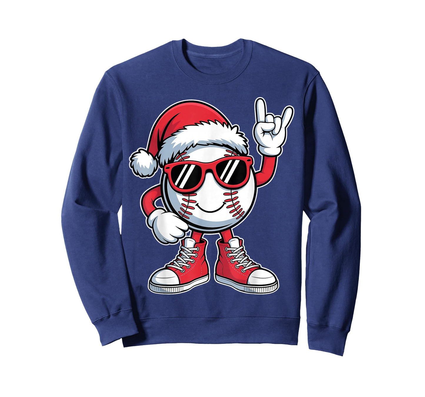 Funny Christmas Baseball Rock Santa Hat Boys Toddler Kid T-Shirt
