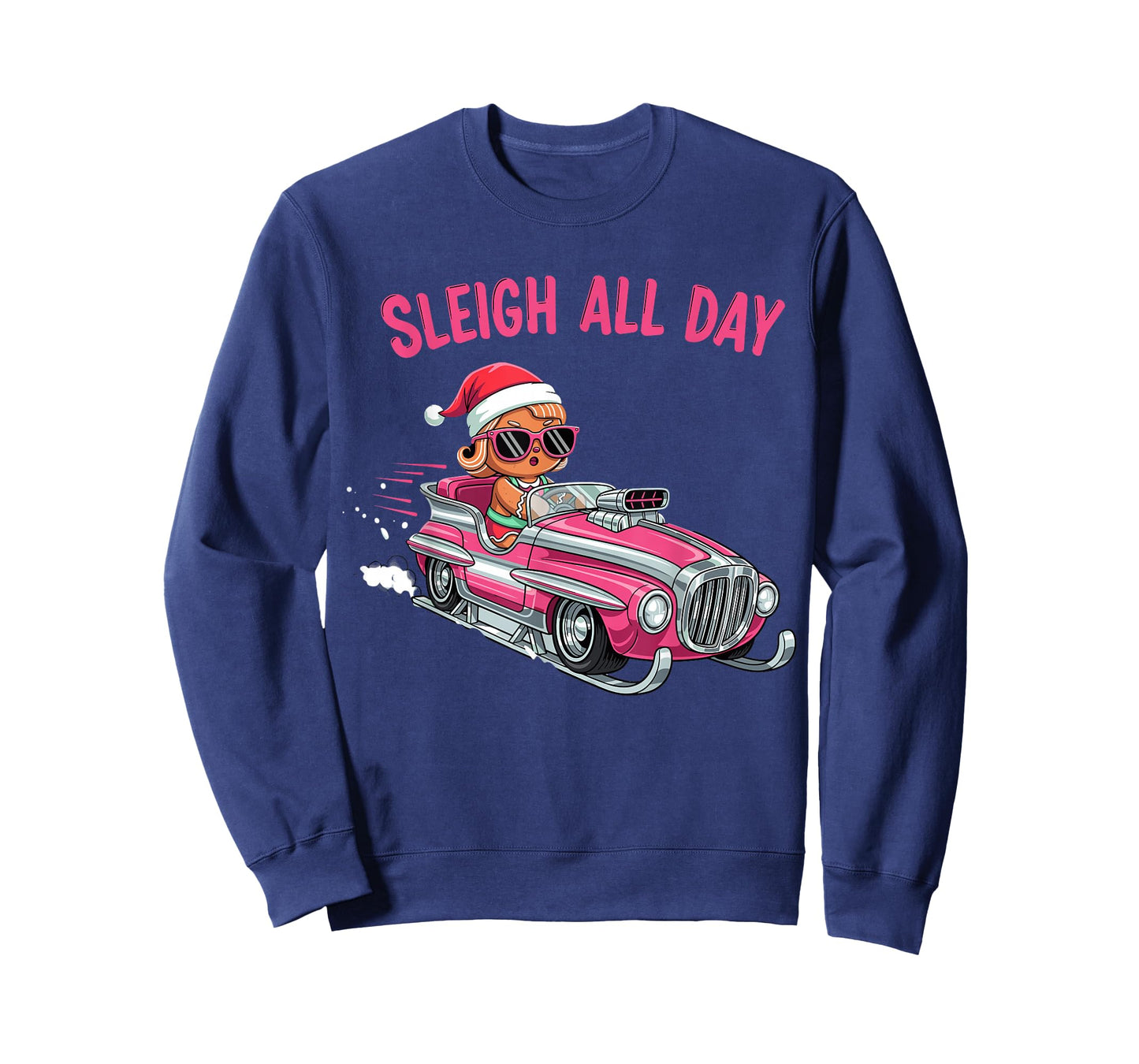 Sleigh All Day Pink GroovyGingerbread Candy Christmas Girls T-Shirt