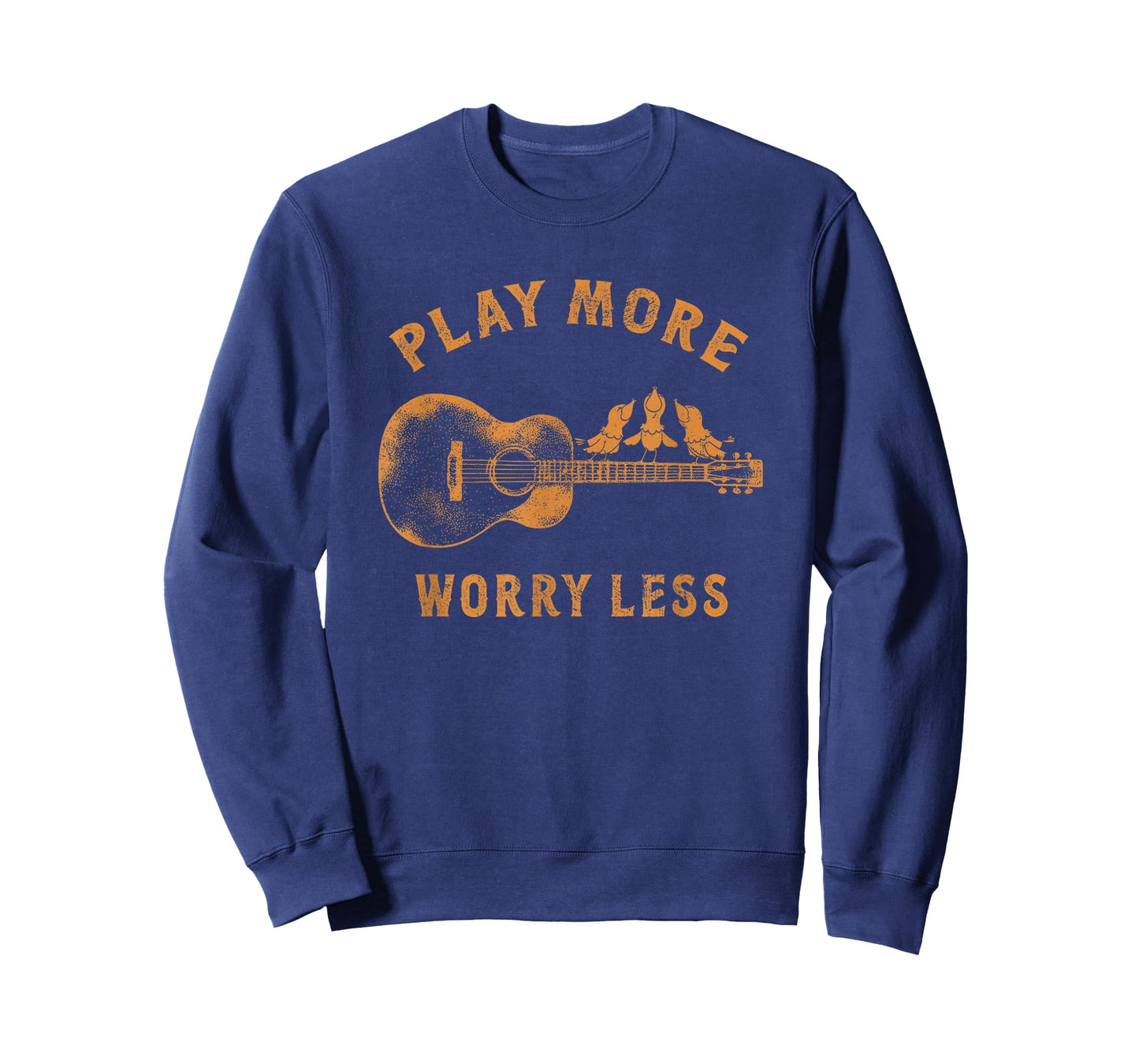 Play More Less Worry Rustic Guitar Birds Men Women T-Shirt