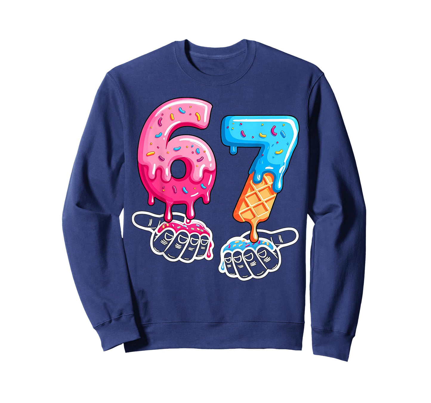 6 7 Ice Cream Drip Hands Cool Meme 67 Funny Number T-Shirt