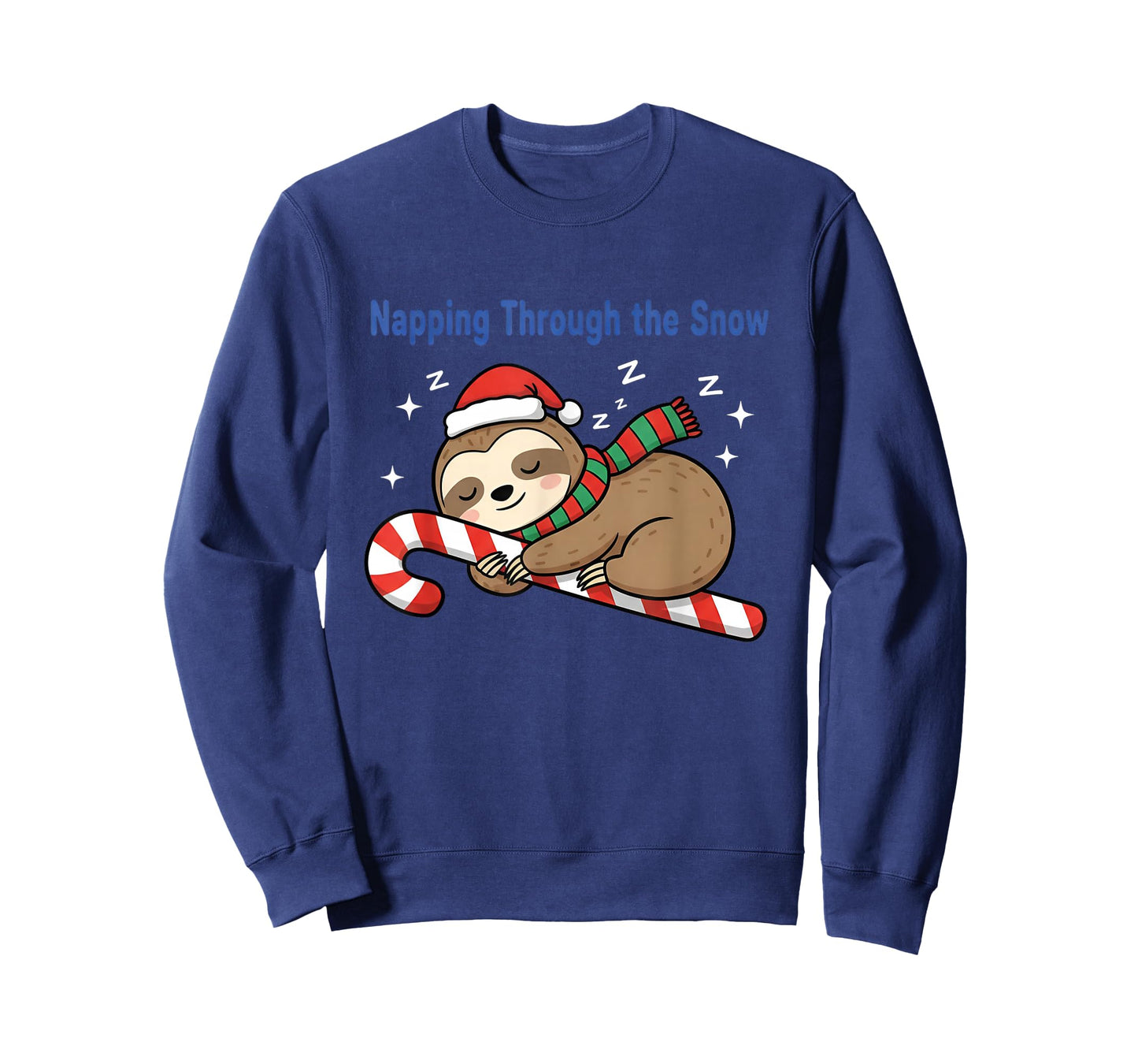 Napping Through The Snow Christmas Sloth Candy Cane T-Shirt