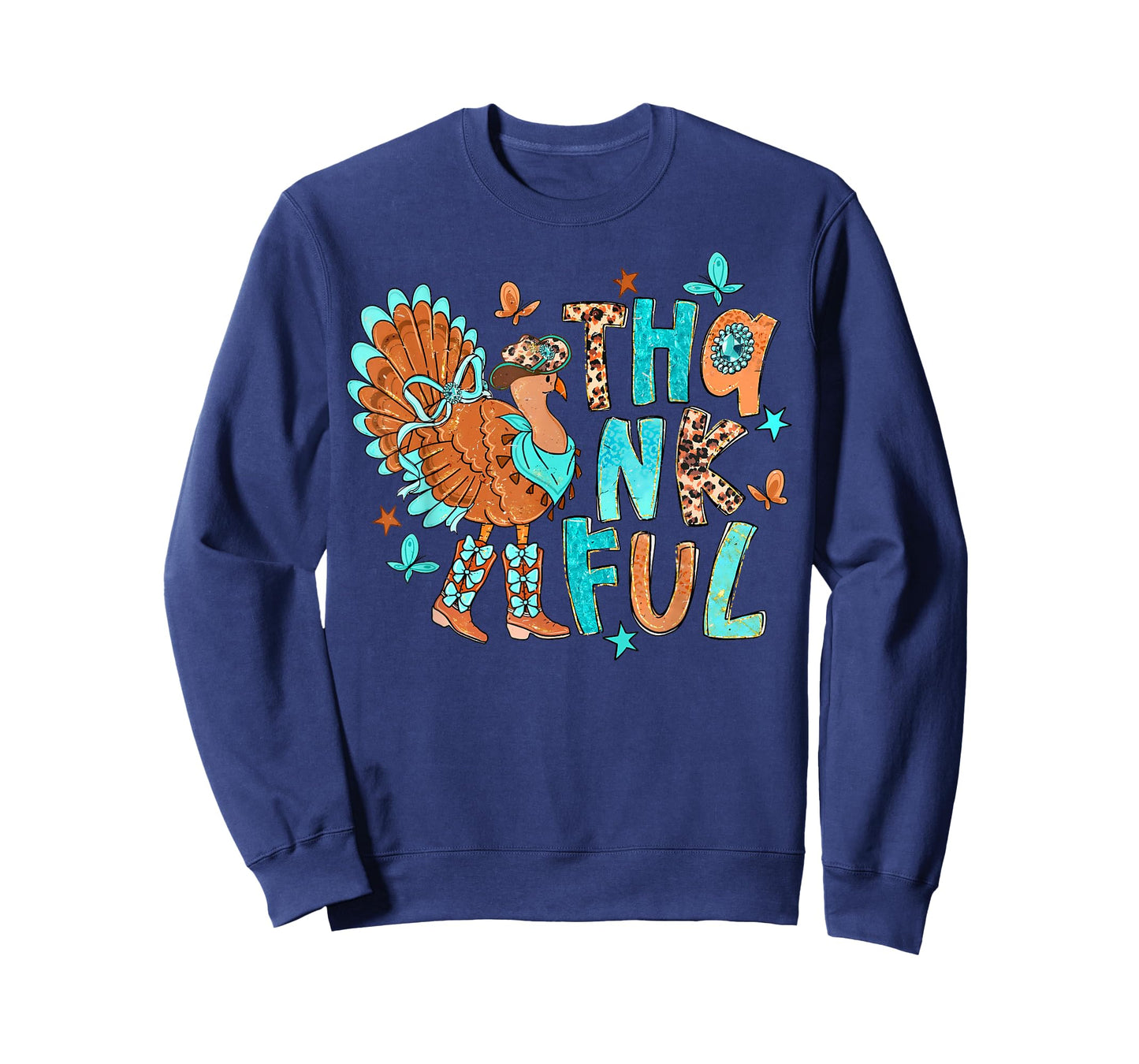 Thanksgiving Turkey Cowgirl Leopard Thanksgiving Women Girls T-Shirt