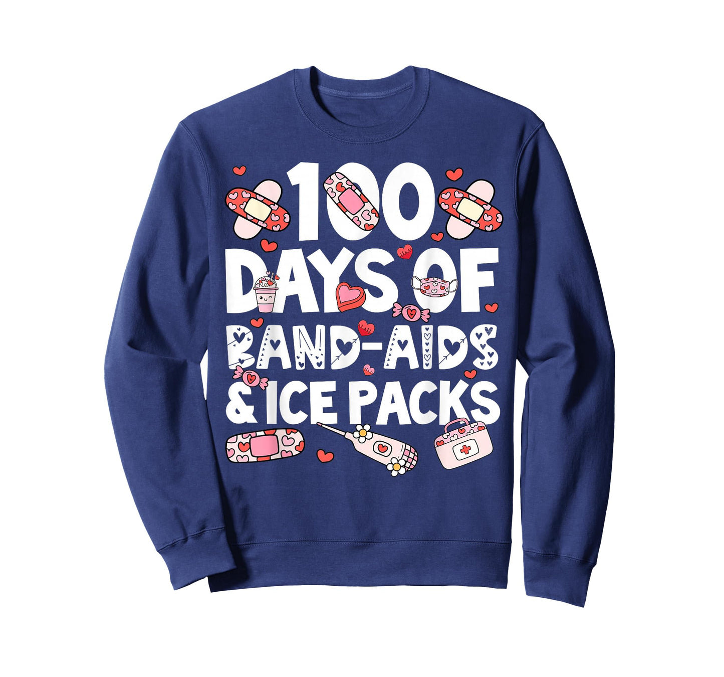 100 Days Band Aids Ice Packs 100 Days of School School Nurse T-Shirt
