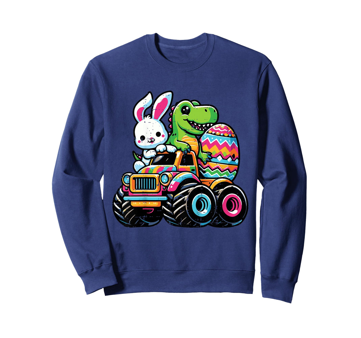 Kids Easter Bunny Dino On Monster Truck Egg Toddler Boys Kids T-Shirt