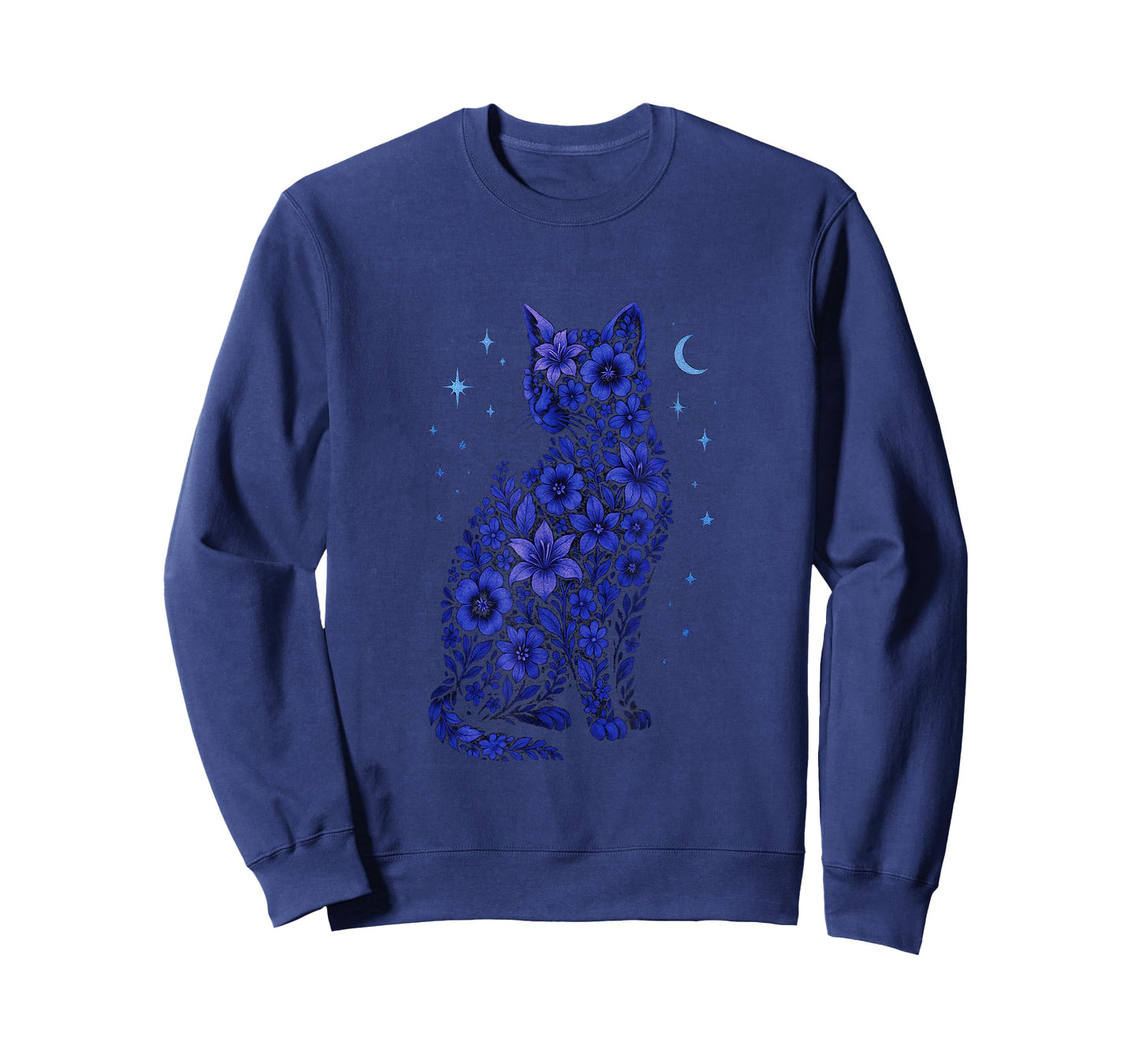 Cat Flowers Moon Stars T-Shirt