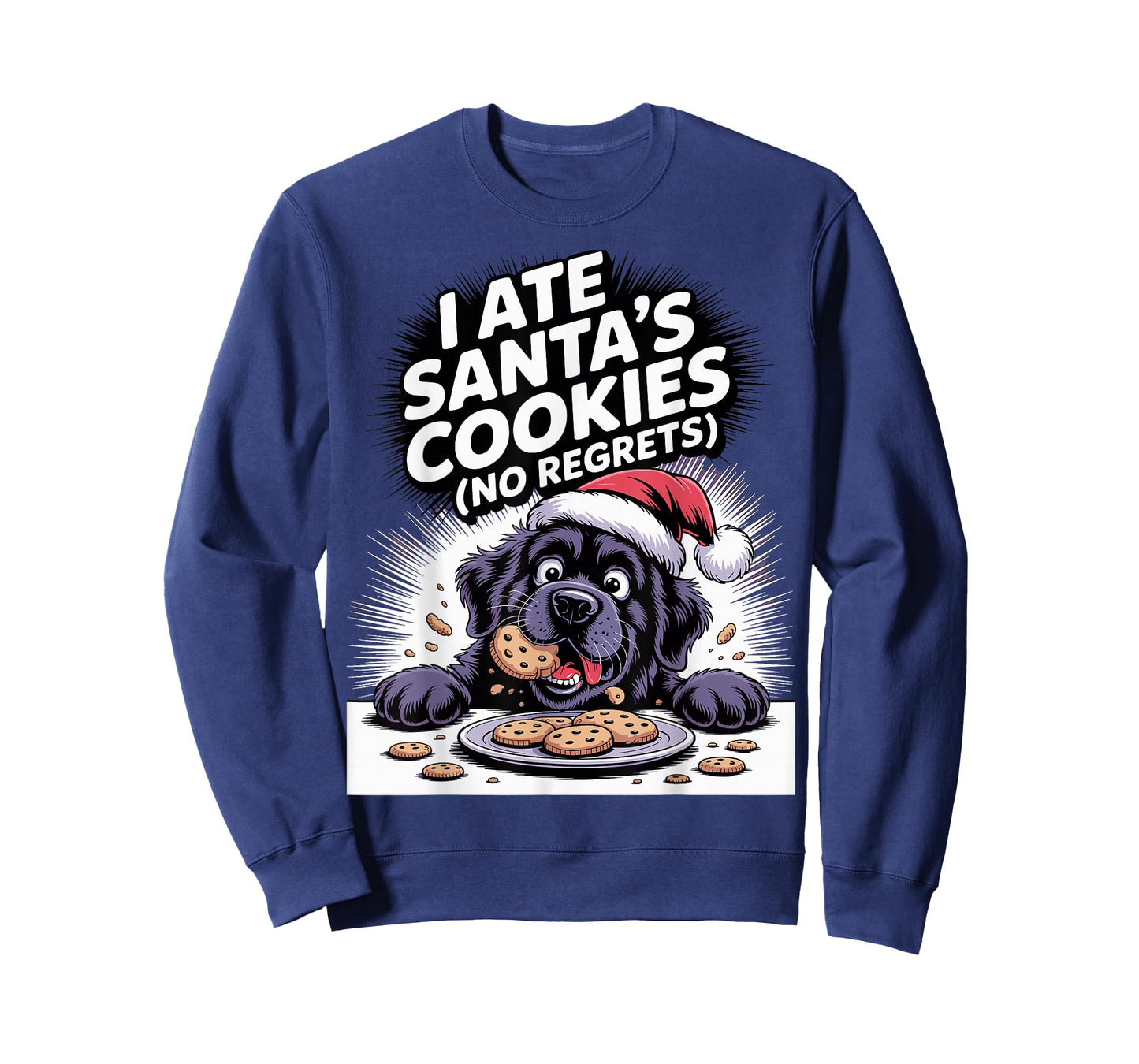 I Ate Santas Cookies Xmas Puppy Funny Christmas Newfoundland T-Shirt