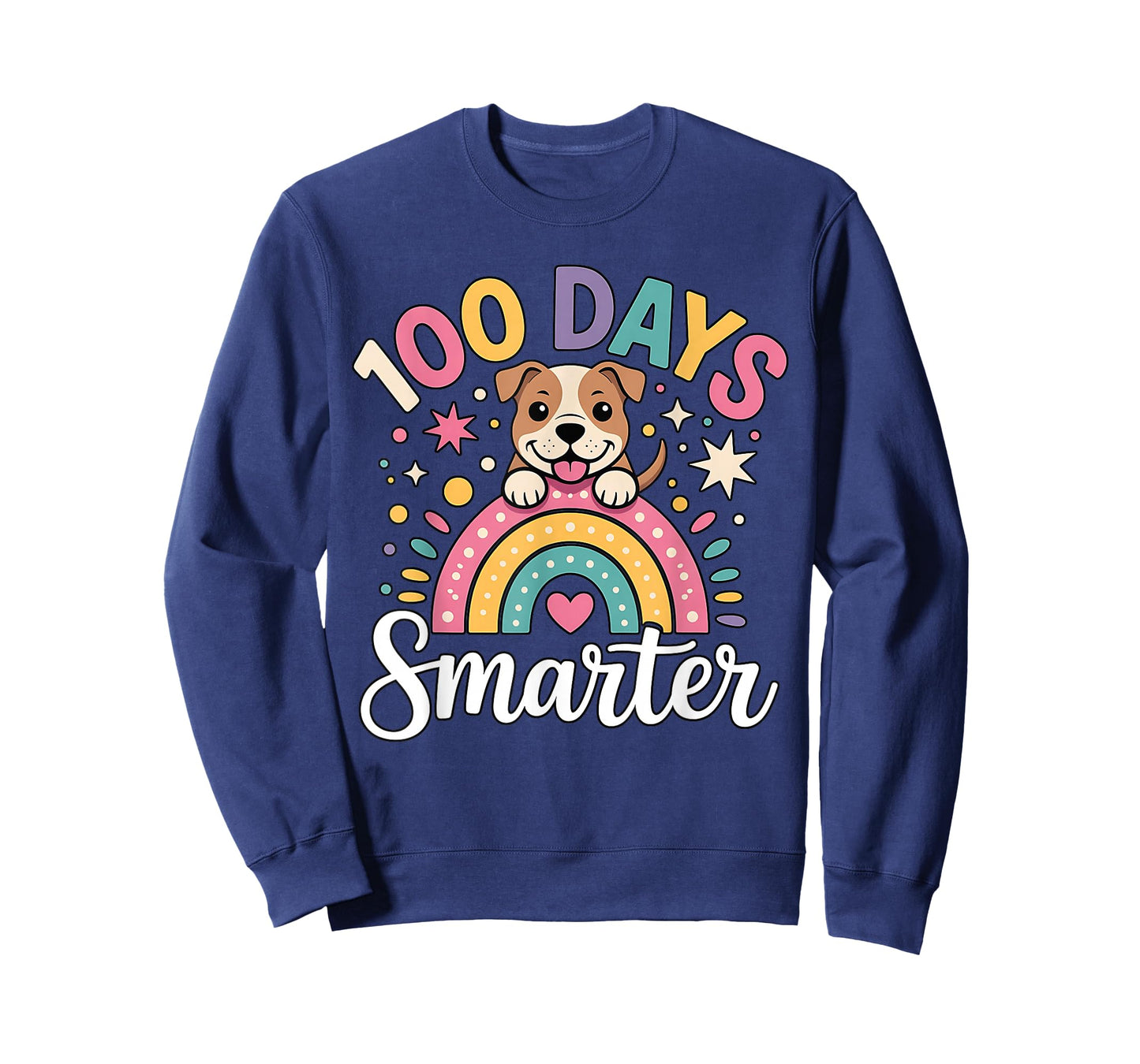 100 Days Smarter Pitbull Dog Rainbow 100th Day of School T-Shirt