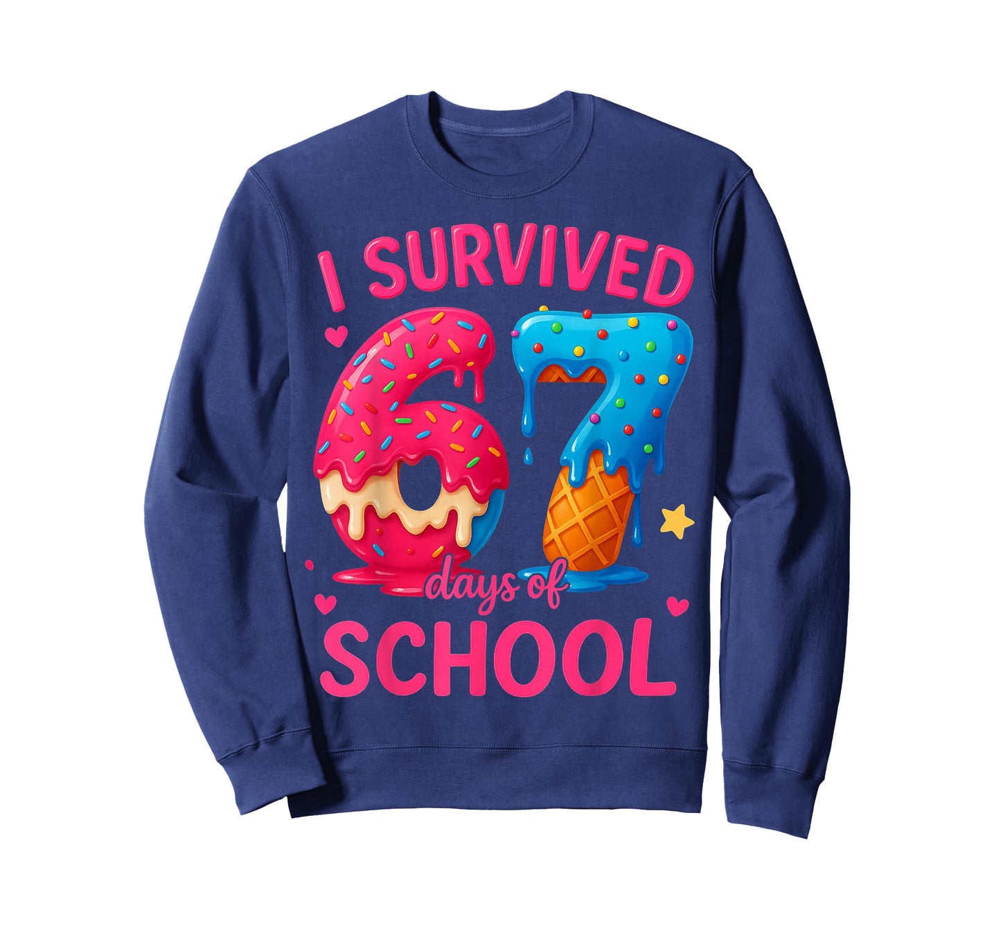 HUGvyn I Survived 67 Days of School Ice Cream Six Seven Meme T-Shirt