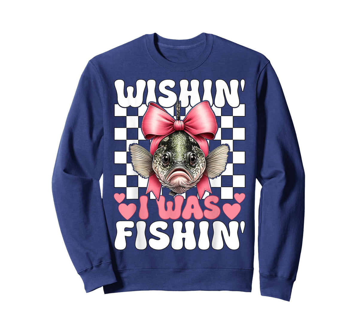 Wishin' I was Fishin' Crappie Fish Fishing Girl Coquette Bow T-Shirt