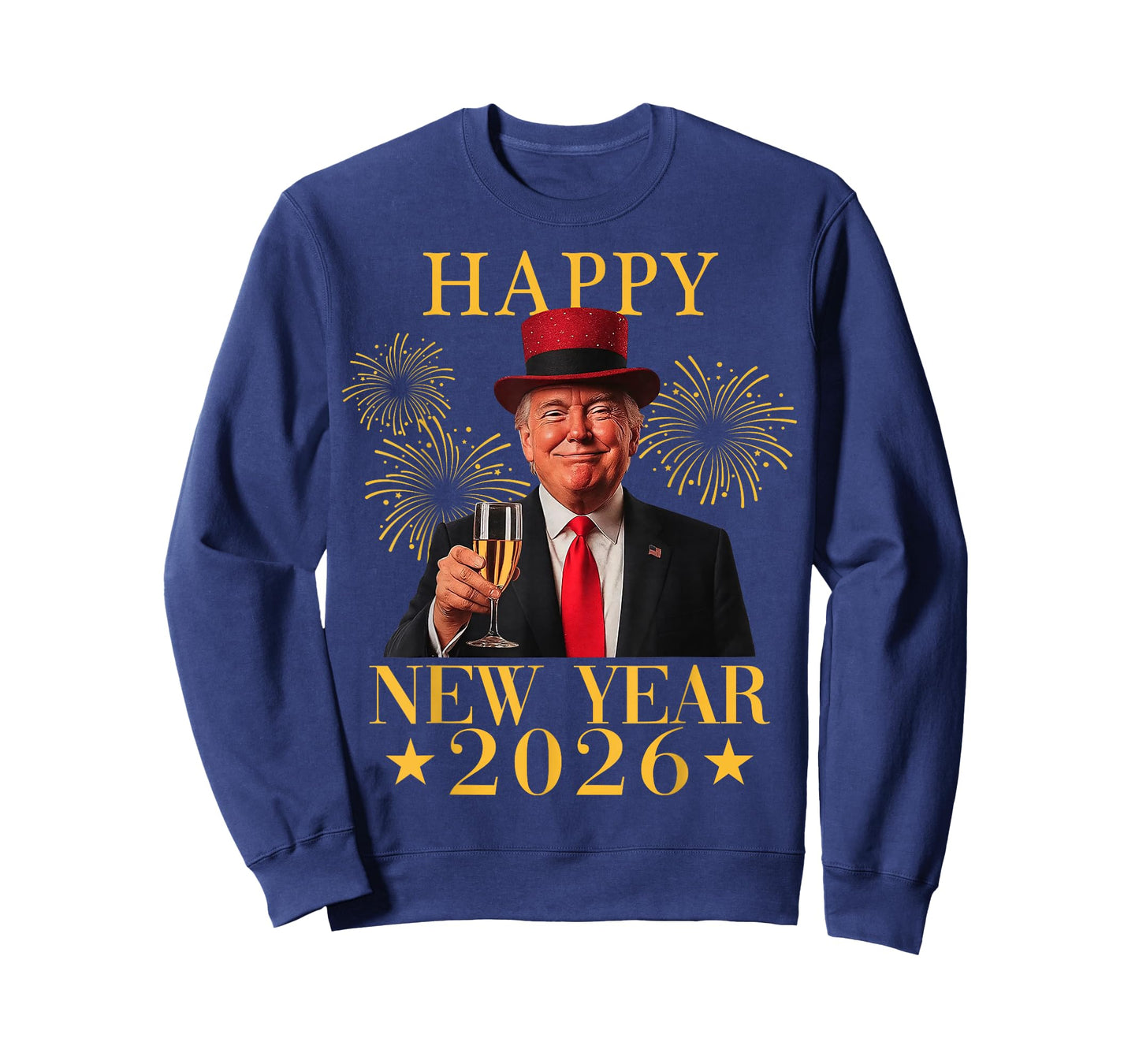 Happy New Year 2026 Funny President Trump Fireworks Party T-Shirt